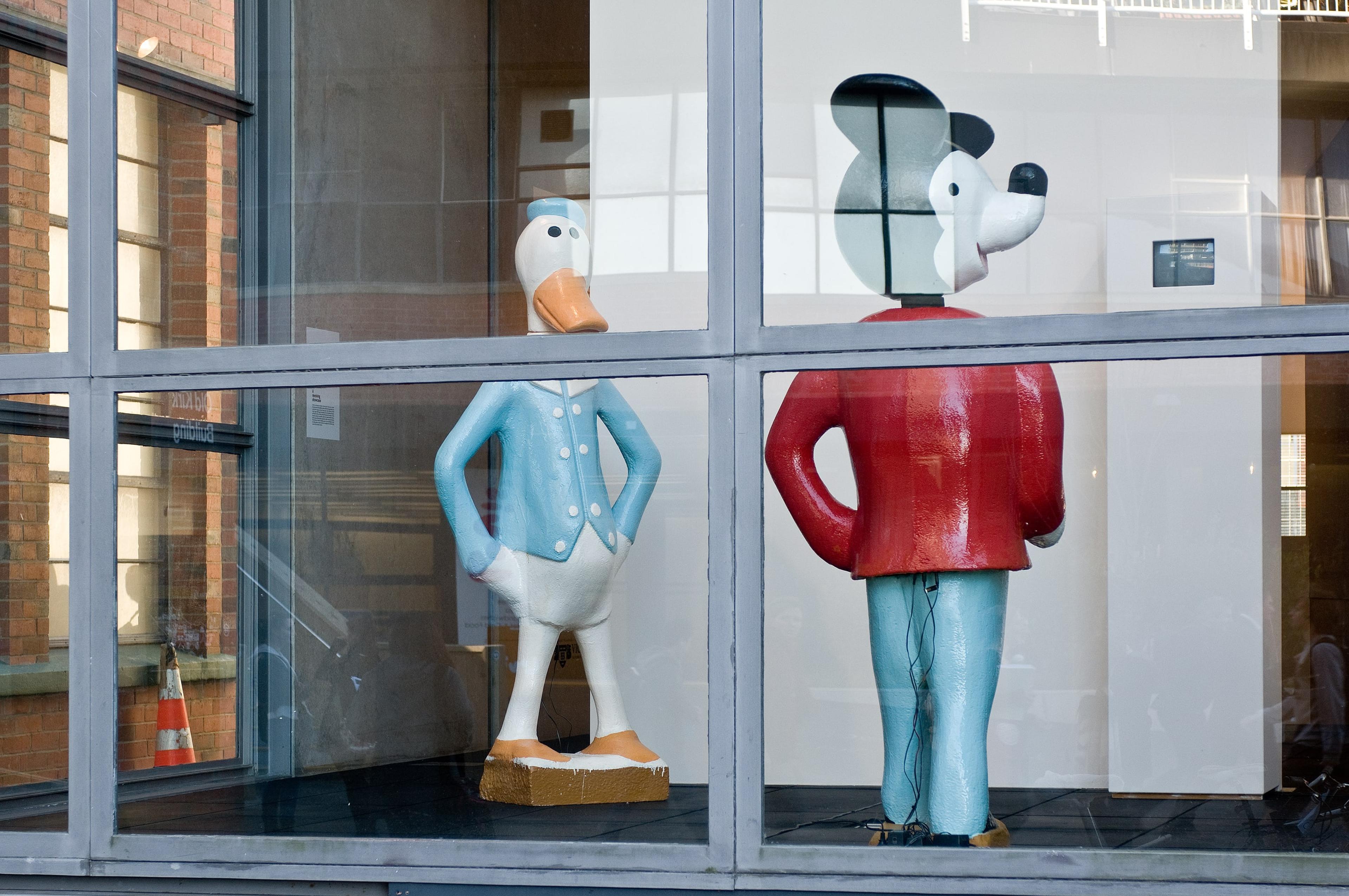 Behind Closed Doors: Ronnie van Hout Duck Character and Mouse Character 1999. Photo: Robert Cross