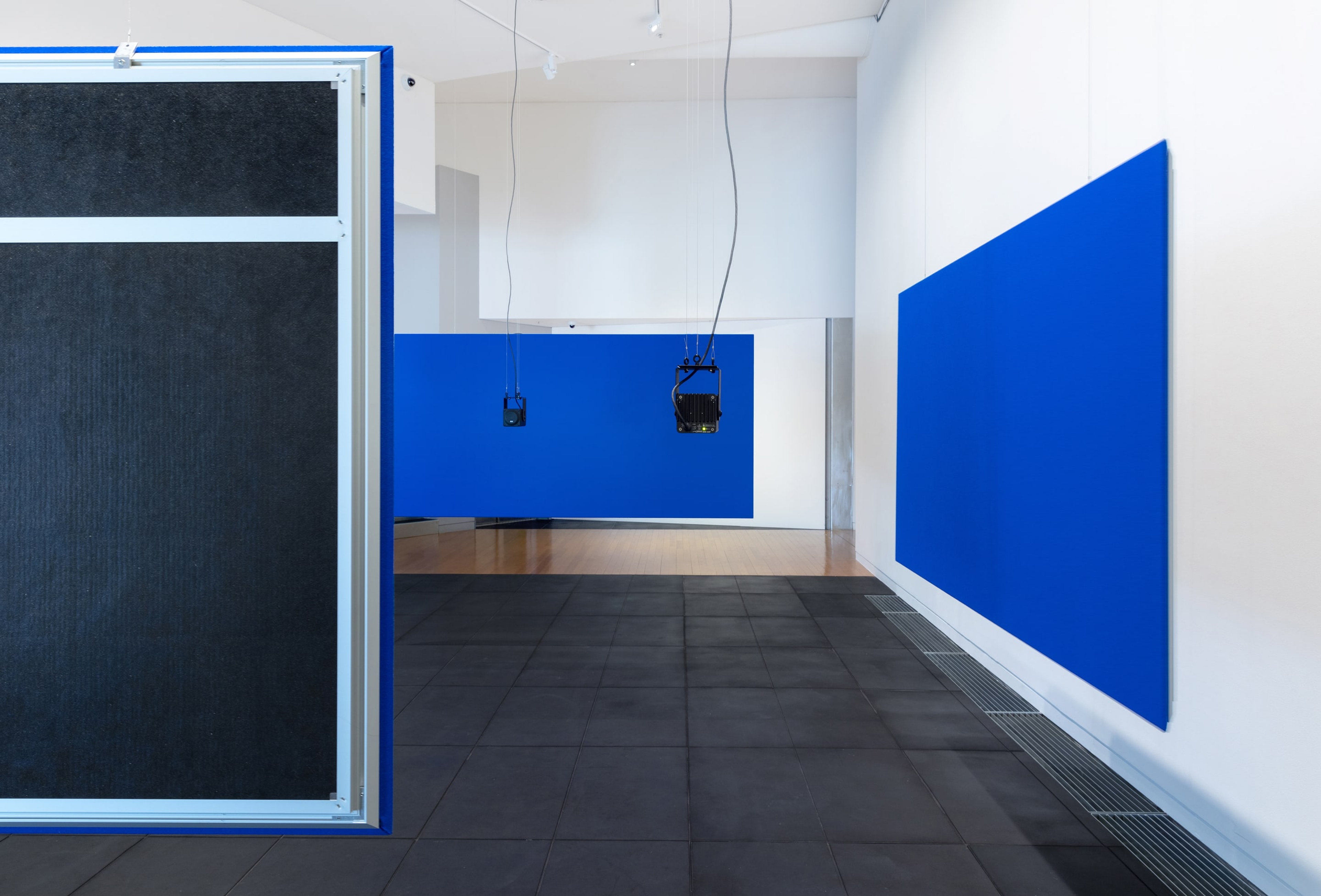 Florian Hecker, Formulation Chim 111 [hcross], 2017, 24 minutes, 20 seconds. Courtesy of the artist, Sadie Coles HQ, London and Galerie Neu, Berlin. Installation view, Passages: Luke Fowler, Florian Hecker, Susan Philipsz, curated by Stephen Cleland, Adam Art Gallery Te Pātaka Toi, Victoria University of Wellington, 2019. Photo: Shaun Waugh.