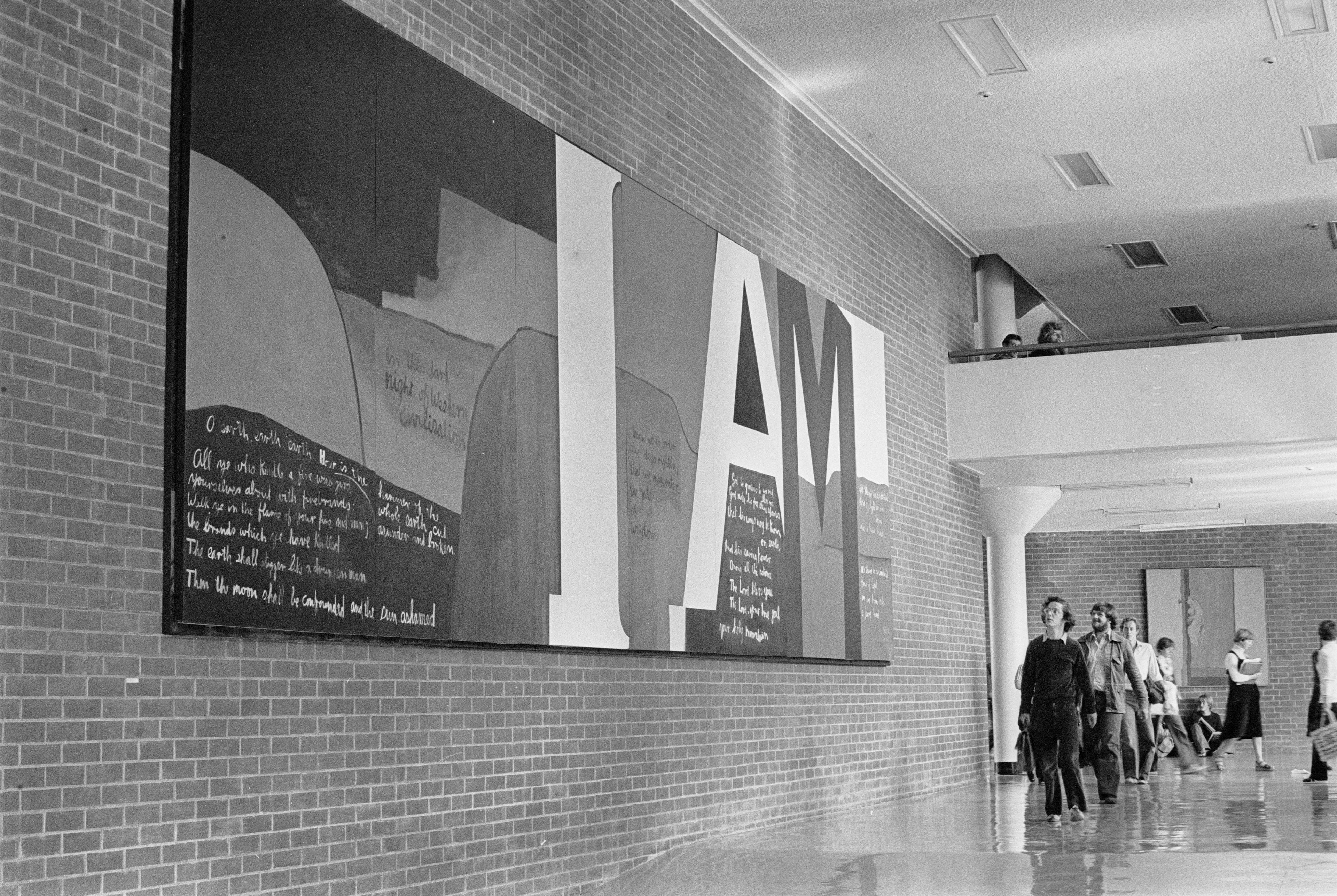 Photograph of Gate III, painting by Colin McCahon, The Dominion, [Wellington], 1978, black and white photograph, photographic negatives and prints of the Evening Post and Dominion newspapers, Ref: EP/1978/1078/5A-F. Alexander Turnbull Library, Wellington