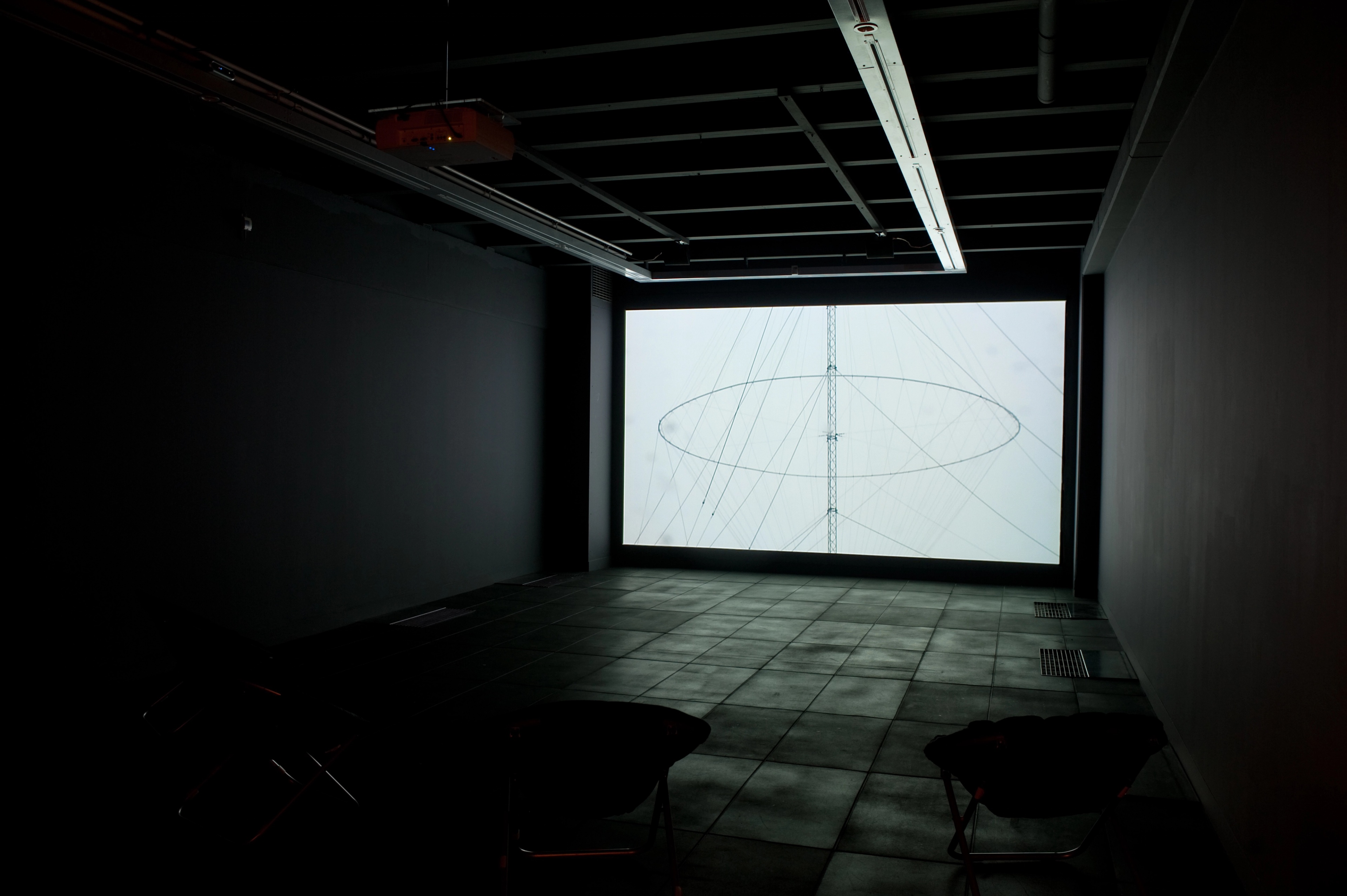 Installation view of Philip Dadson, still from Aerial Farm (2003-2004). Single channel DVD, 12mins, looped. From the Polar Projects series (2003-2005). Victoria University of Wellington Art Collection, purchased 2011. Photo: Robert Cross.