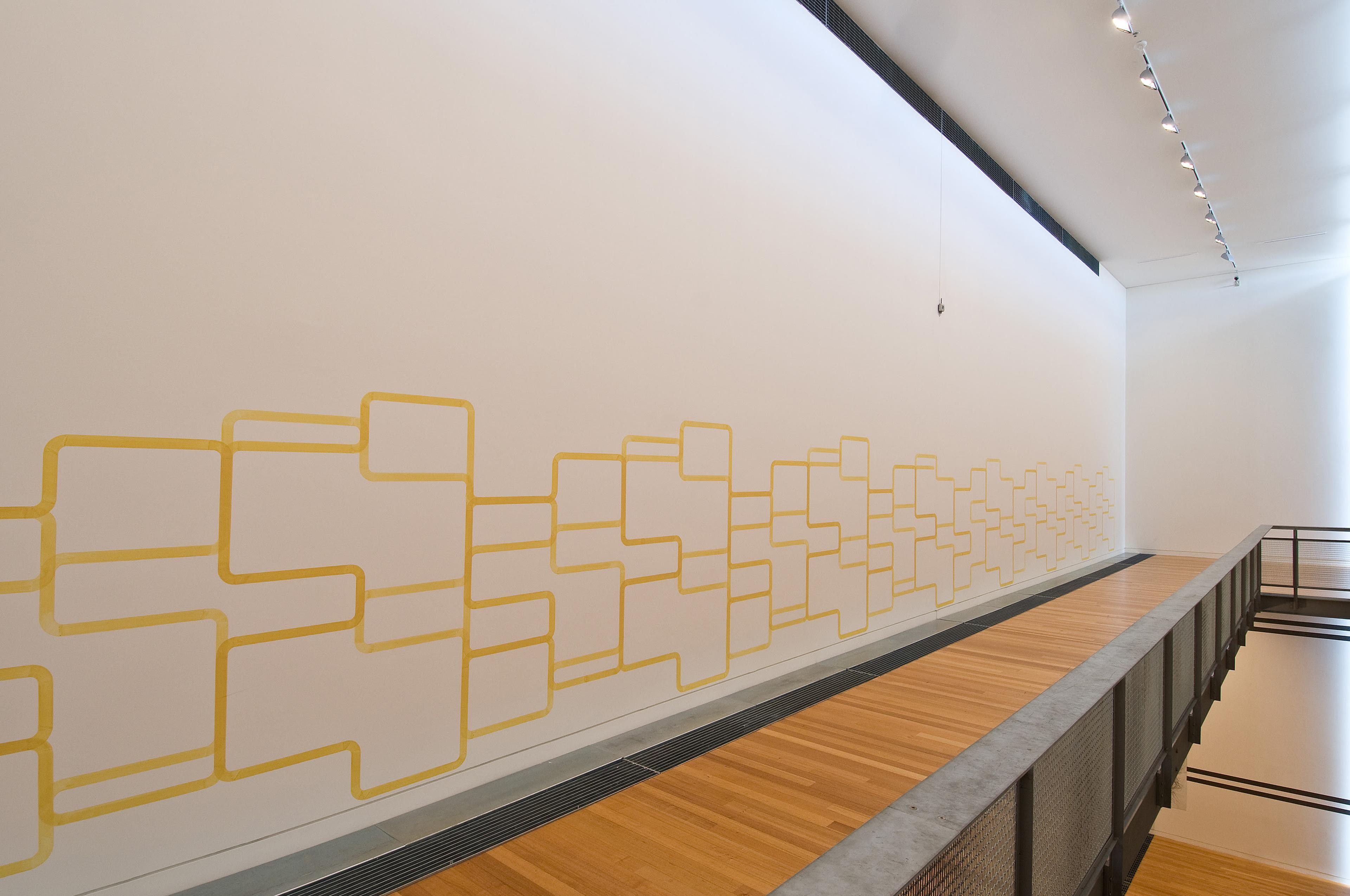 Simon Morris, Coloured line, there and back, 2009. Installation view, Wall Works, Adam Art Gallery Te Pātaka Toi, Victoria University of Wellington. Photo: Robert Cross