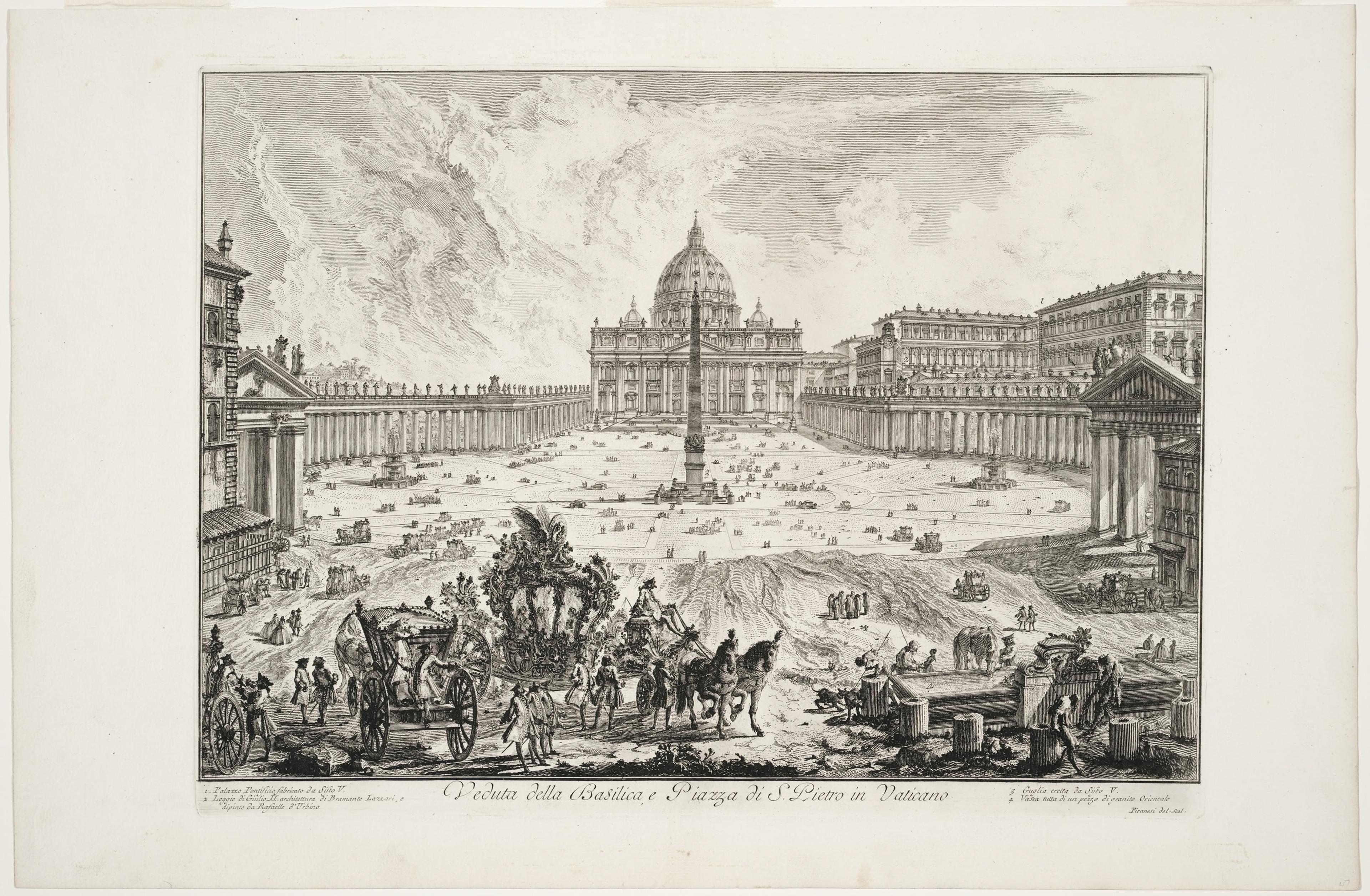G.B. Piranesi, Veduta della Basilica, e Piazza di S. Pietro in Vaticano, etching, 1748, 400 x 534mm (Alexander Turnbull Library, reference C-091-06)