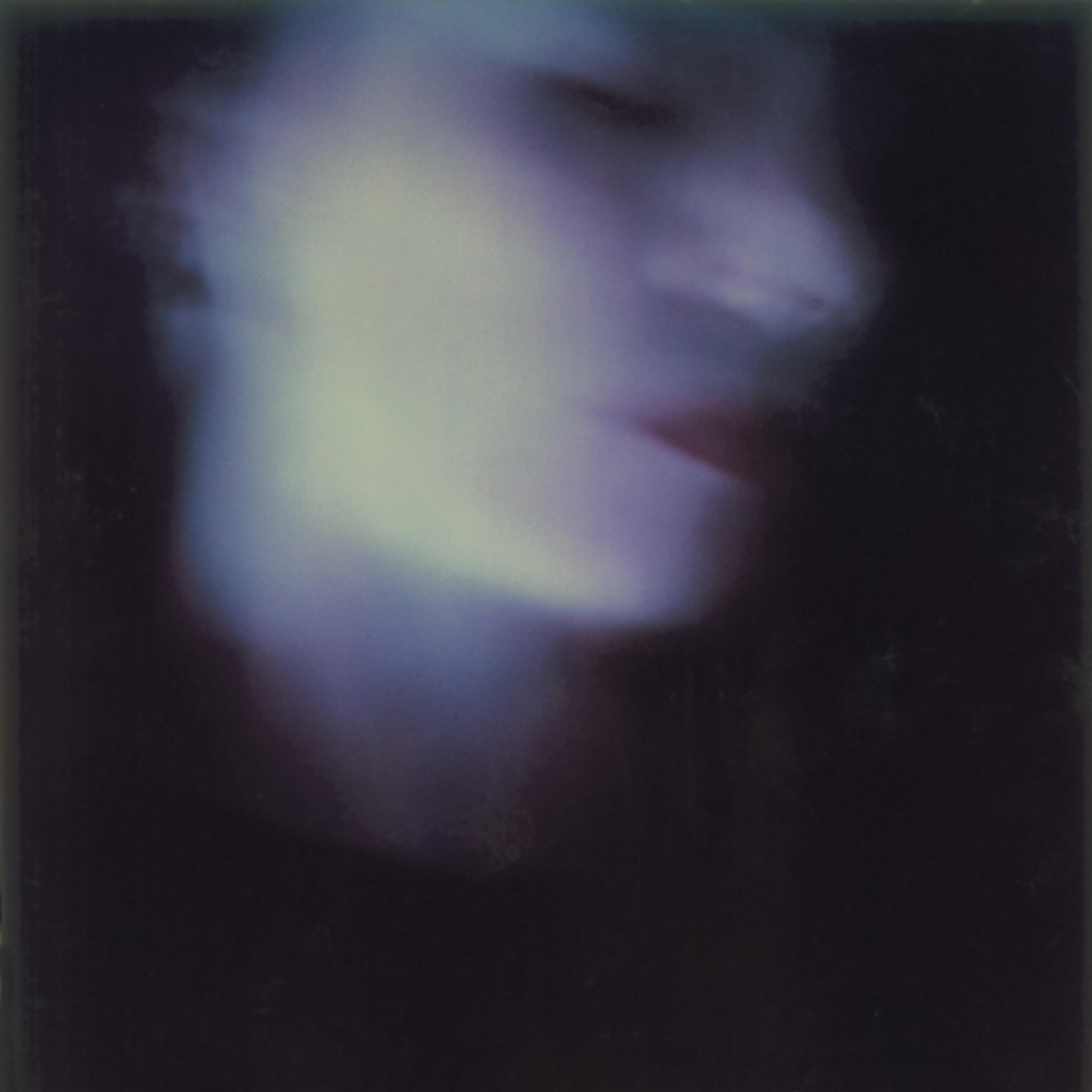 Janet Bayly, Self Portrait /Blue Face (detail), 1979/2002, four colour Lambda prints from SX-70 Polaroids. Courtesy of the artist in Fragments of a World, curated by Sandy Callister, Adam Art Gallery Te Pātaka Toi, Victoria University of Wellington (photo: Shaun Waugh)