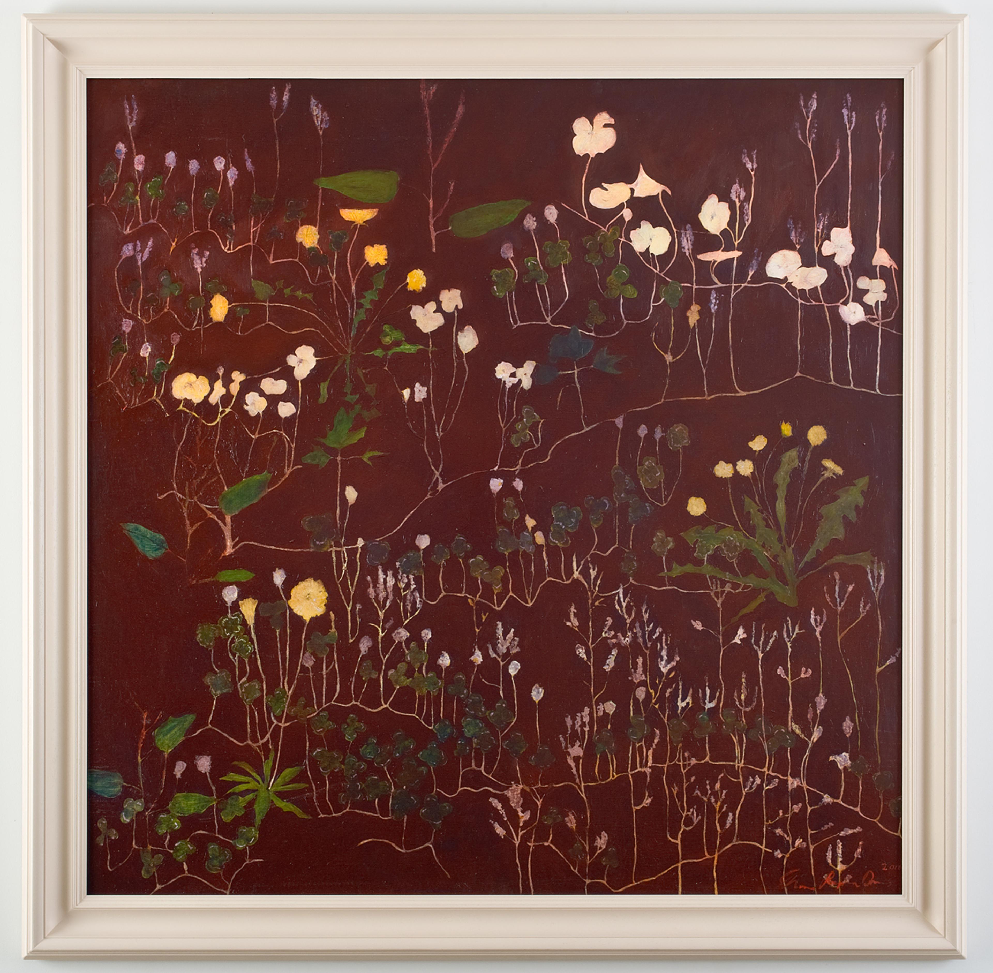 Shona Rapira-Davies (Ngāti Wai), Ka pinea koe e ahau. Ki te pine o te aroha. Ki te pine e kore nei. E waikura e. A lament.  2011, oil on board, Ngā Puhipuhi o Te Herenga Waka—Victoria University of Wellington Art Collection, purchased 2011.  