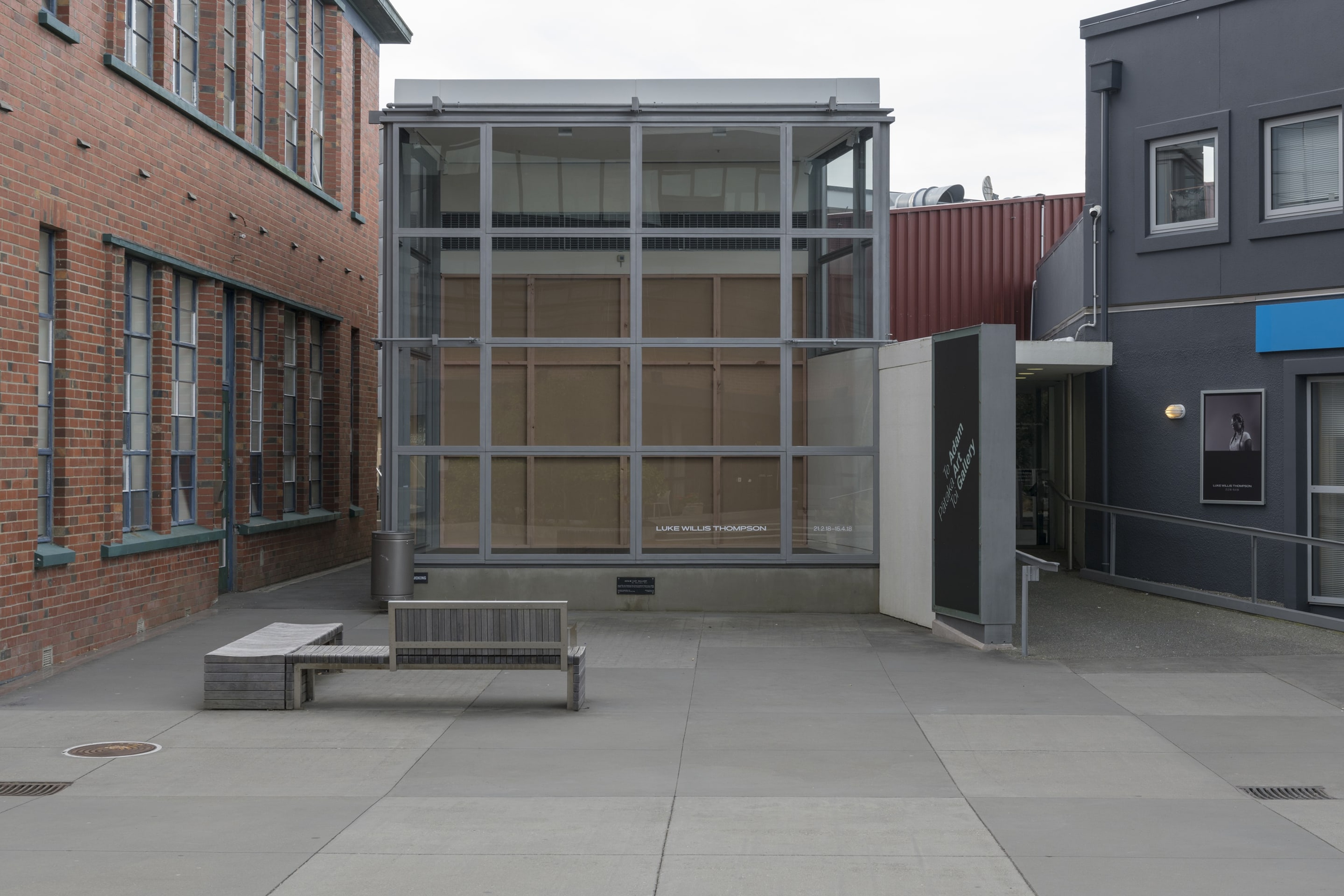 Gallery entrance, Luke Willis Thompson, Adam Art Gallery Te Pātaka Toi, Victoria University of Wellington, 21 February – 15 April 2018