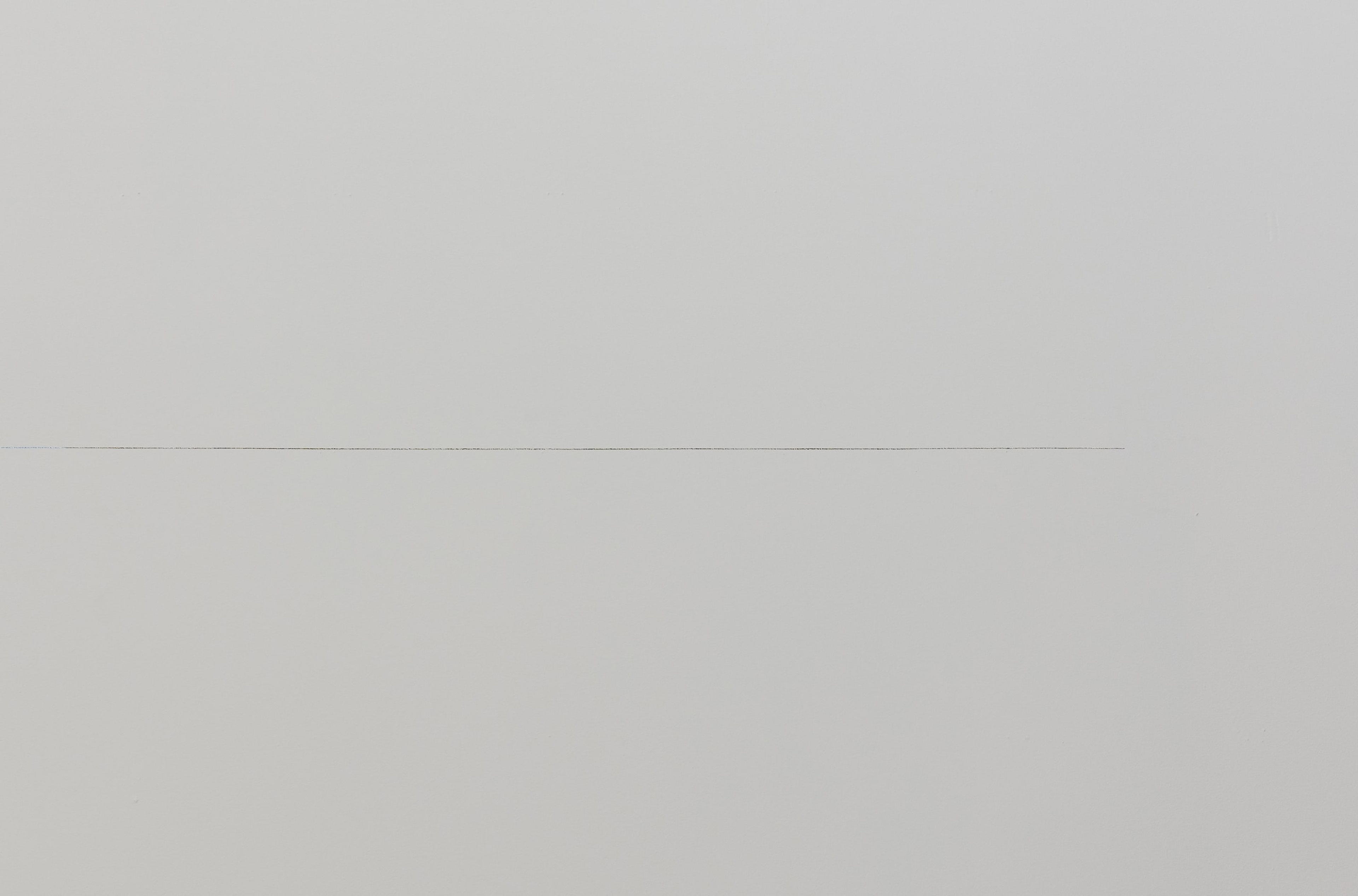 Installation view of Julian Dashper, Untitled (Black: for Fred Sandback, 2001–08) 2016, editions #2–10, black coloured pencil on wall, and Untitled (Blue: for Fred Sandback, 2001–08) 2016, editions #2–10, blue coloured pencil on wall. Courtesy of the Estate of Julian Daspher and Michael Lett, Auckland. In the exhibition Inhabiting Space at the Adam Art Gallery Te Pātaka Toi, Victoria University of Wellington (photo: Shaun Waugh)
