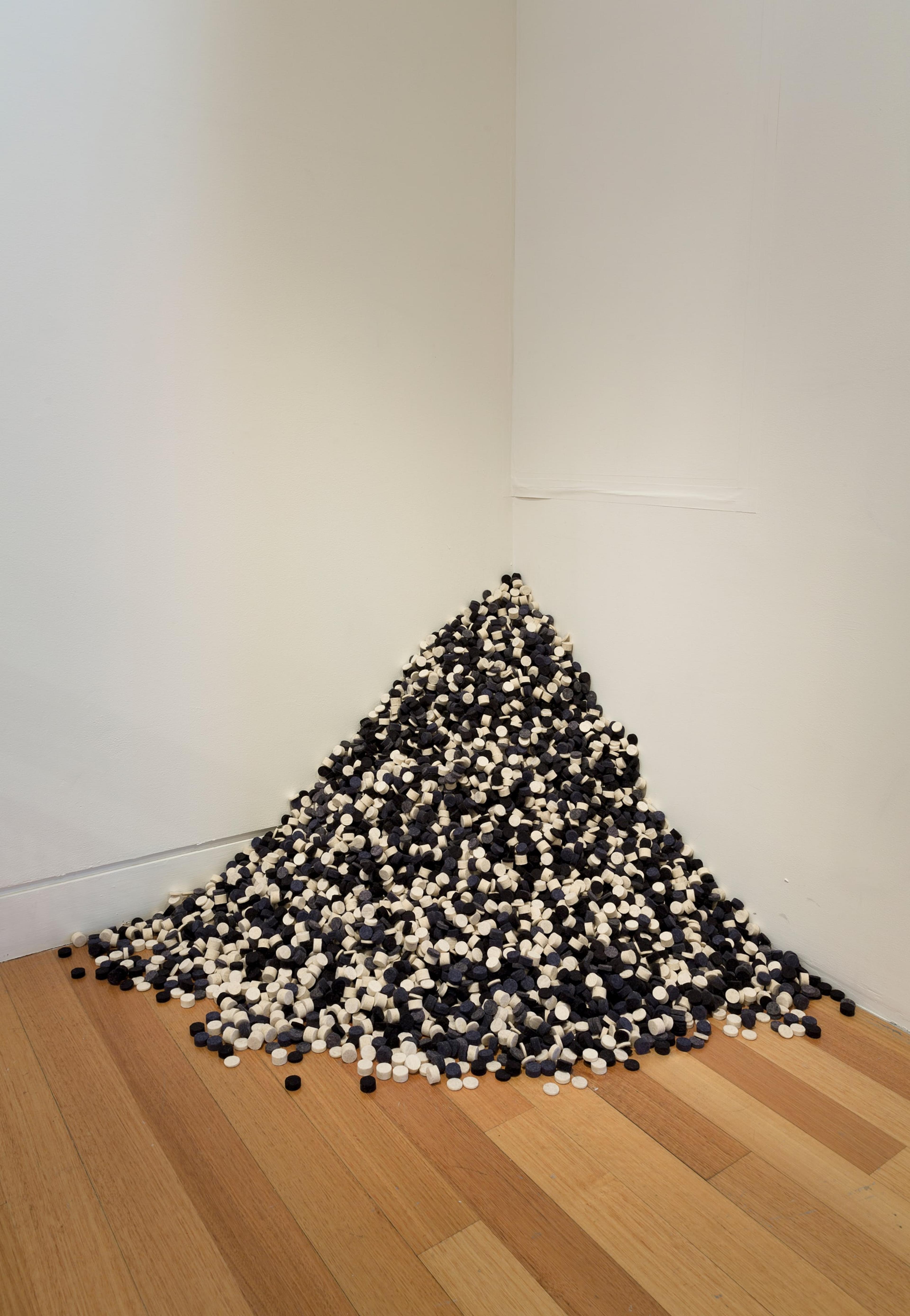 Peter Robinson, Cuts and Junctures, 2013, cut wool felt, installation dimensions variable, at the Adam Art Gallery. Courtesy the artist and Peter McLeavey Gallery, Wellington. Photo: Shaun Waugh.