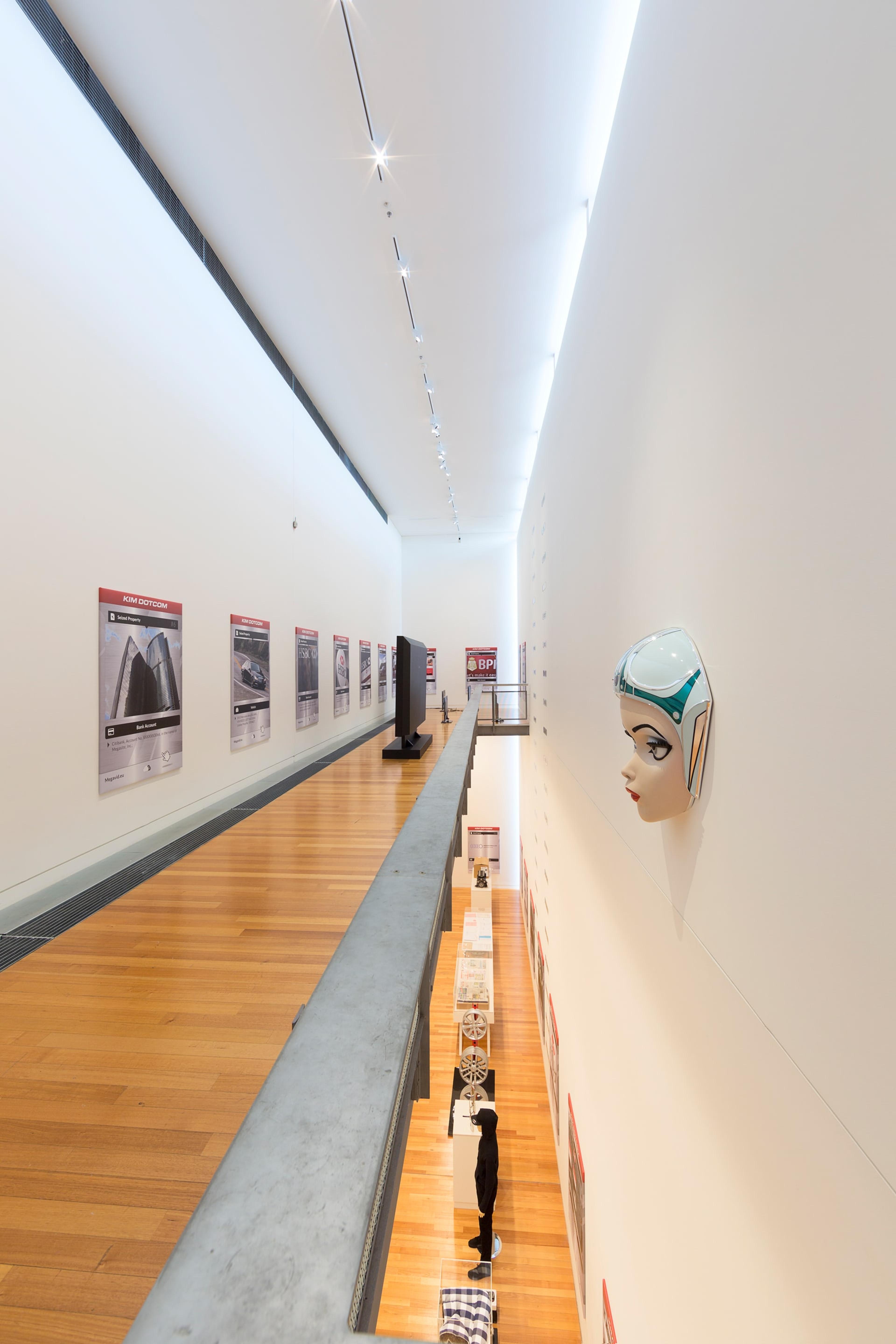 Simon Denny, The Personal Effects of Kim Dotcom 2014, installation view at the Adam Art Gallery, Victoria University of Wellington ©Simon Denny (photo: Shaun Waugh).