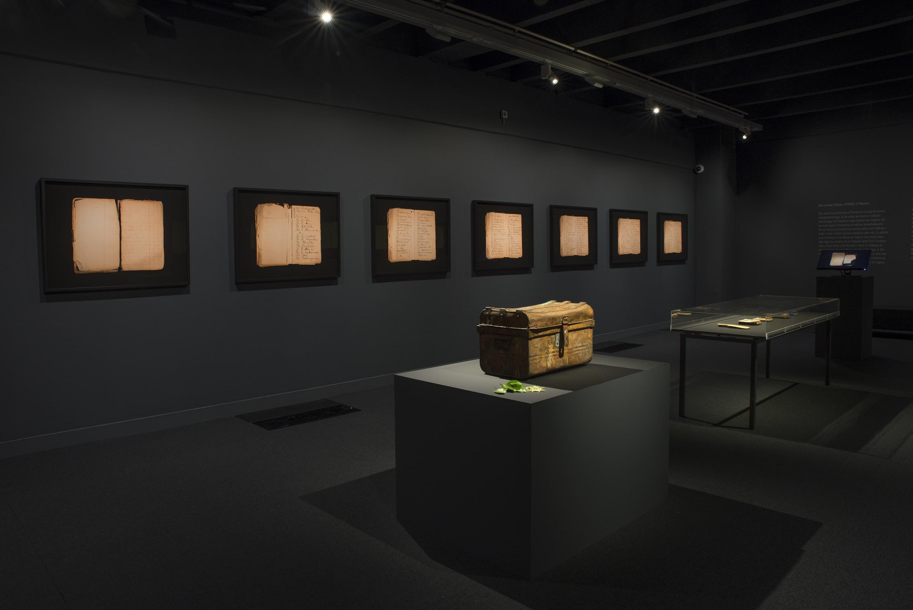 Installation view of Te Taniwha: The Manuscript of Ārikirangi