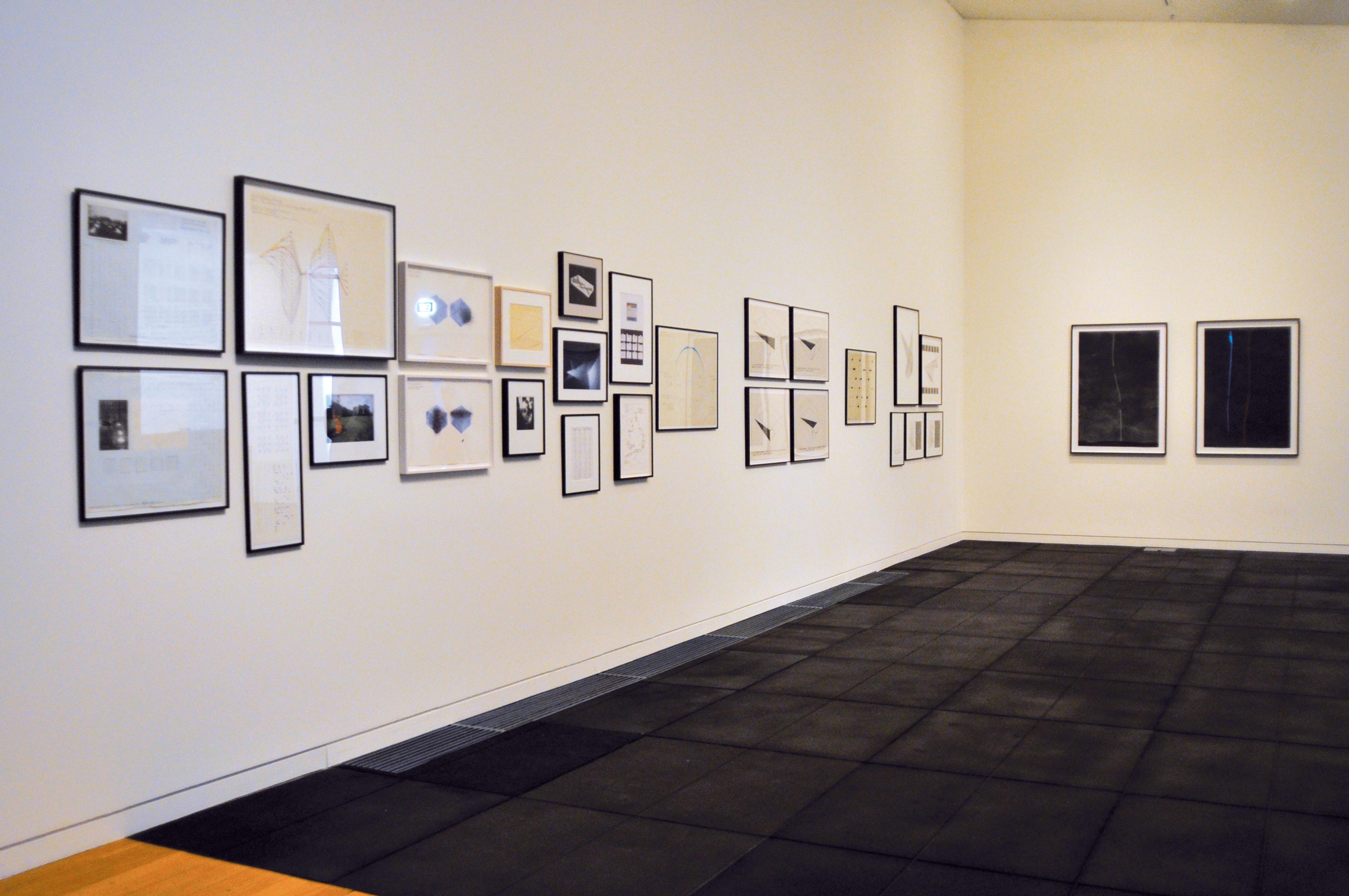 •	Installation view of Anthony McCall: Drawing With Light, Te Pātaka Toi Adam Art Gallery, Te Herenga Waka–Victoria University Wellington, 2010