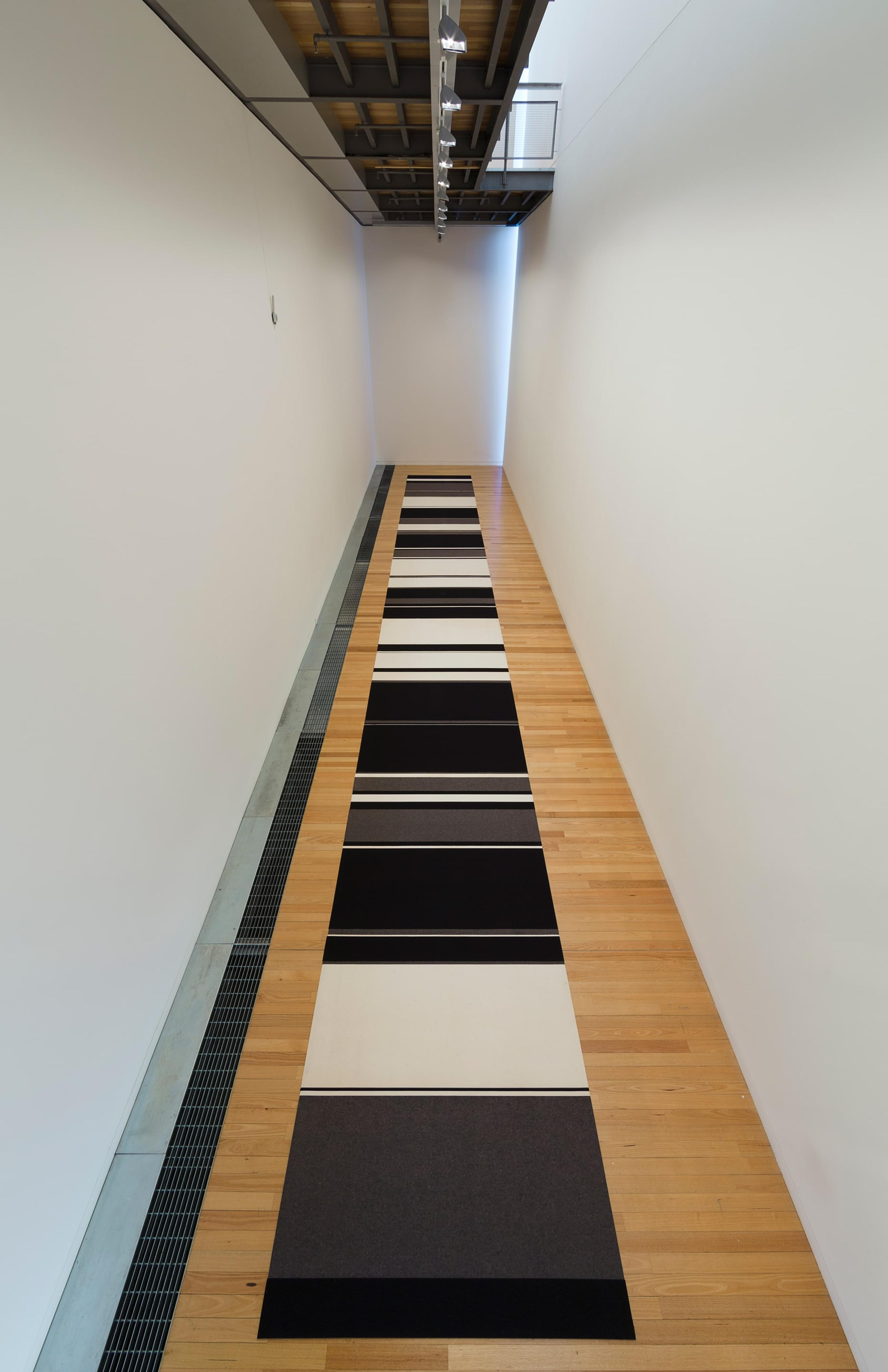 Installation view of Peter Robinson, Cuts and Junctures, 2013, cut wool felt, installation dimensions variable, at the Adam Art Gallery. Courtesy the artist and Peter McLeavey Gallery, Wellington. Photo: Shaun Waugh.