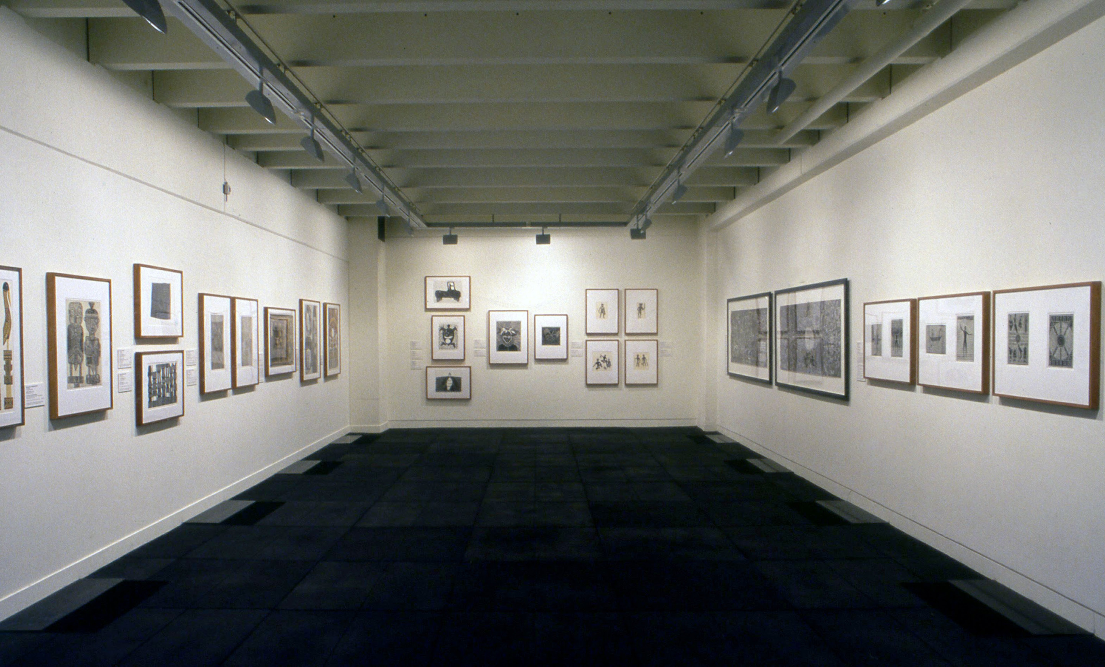 Installation view, Islands in the Sun: Prints by indigenous artists of Australia and the Australasian region, Adam Art Gallery Te Pātaka Toi, Victoria University of Wellington, 2002