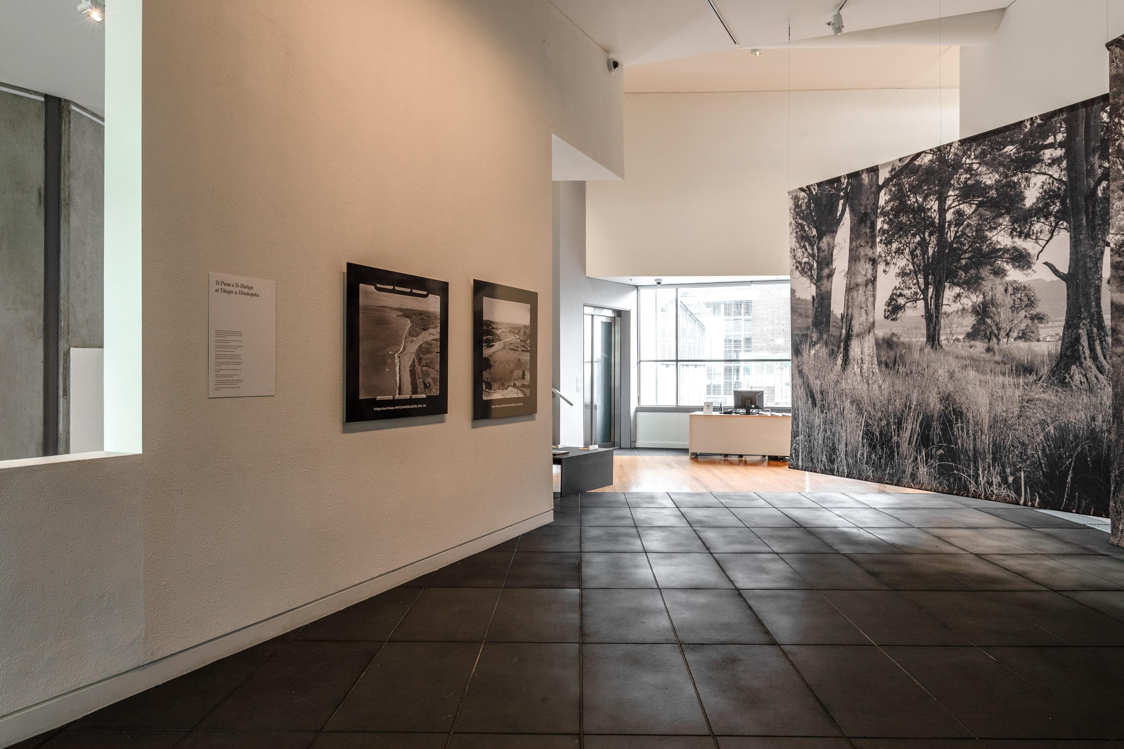 Installation view, Natalie Robertson, Tātara E Maru Ana – the Sacred Rain Cape of Waiapu, in Tēnei Ao Tūroa – This Enduring World, Te Pātaka Toi Adam Art Gallery, Victoria University Wellington. Photo: Ted Whitaker