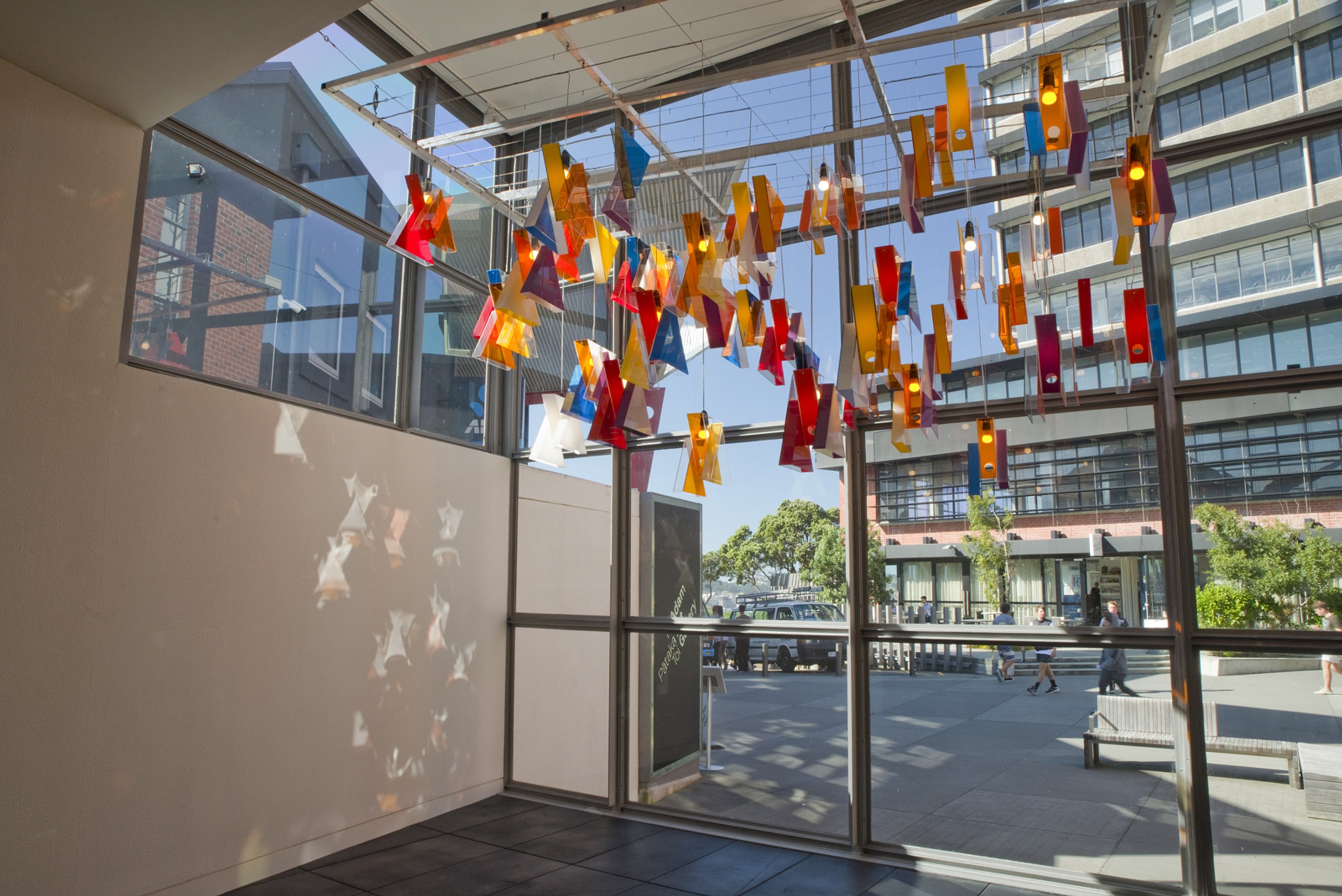 Gordon Crook, Light Installation, 1974, coloured perspex, lightbulbs, Victoria University of Wellington Art Collection, accessioned 2009, formerly Wellington College of Education Art Collection, acquired 1993. On view in the exhibition Out of Site – Works from the Victoria University of Wellington Art Collection, at Adam Art Gallery Te Pātaka Toi Victoria University of Wellington, 18 February – 23 April 2017, Photo: Shaun Matthews
