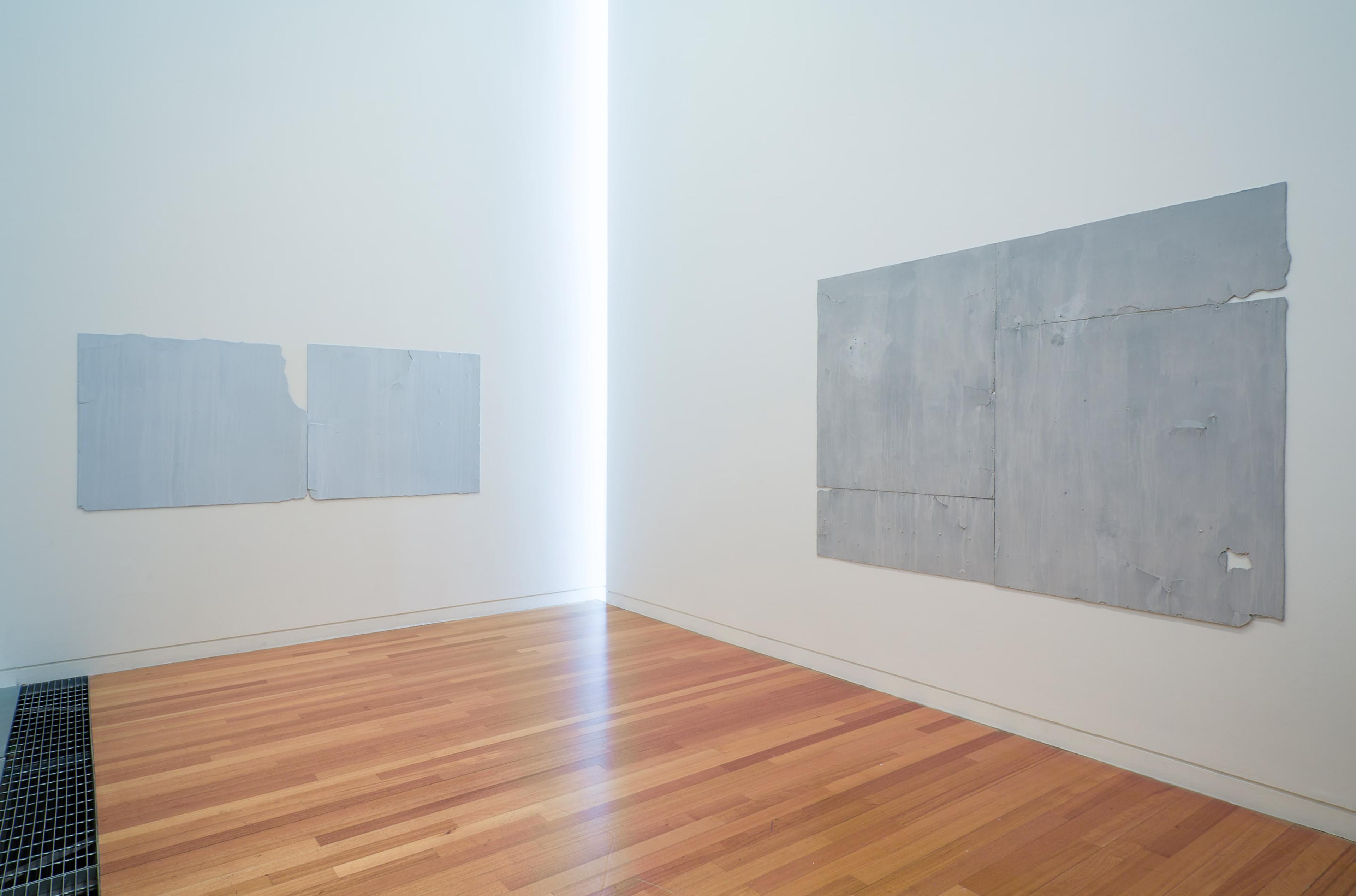 Installation view of two paintings from the something possible or i will suffocate series (2009) in the exhibition what is a life? kim pieters at the Adam Art Gallery, Victoria University of Wellington (photo: Shaun Waugh)