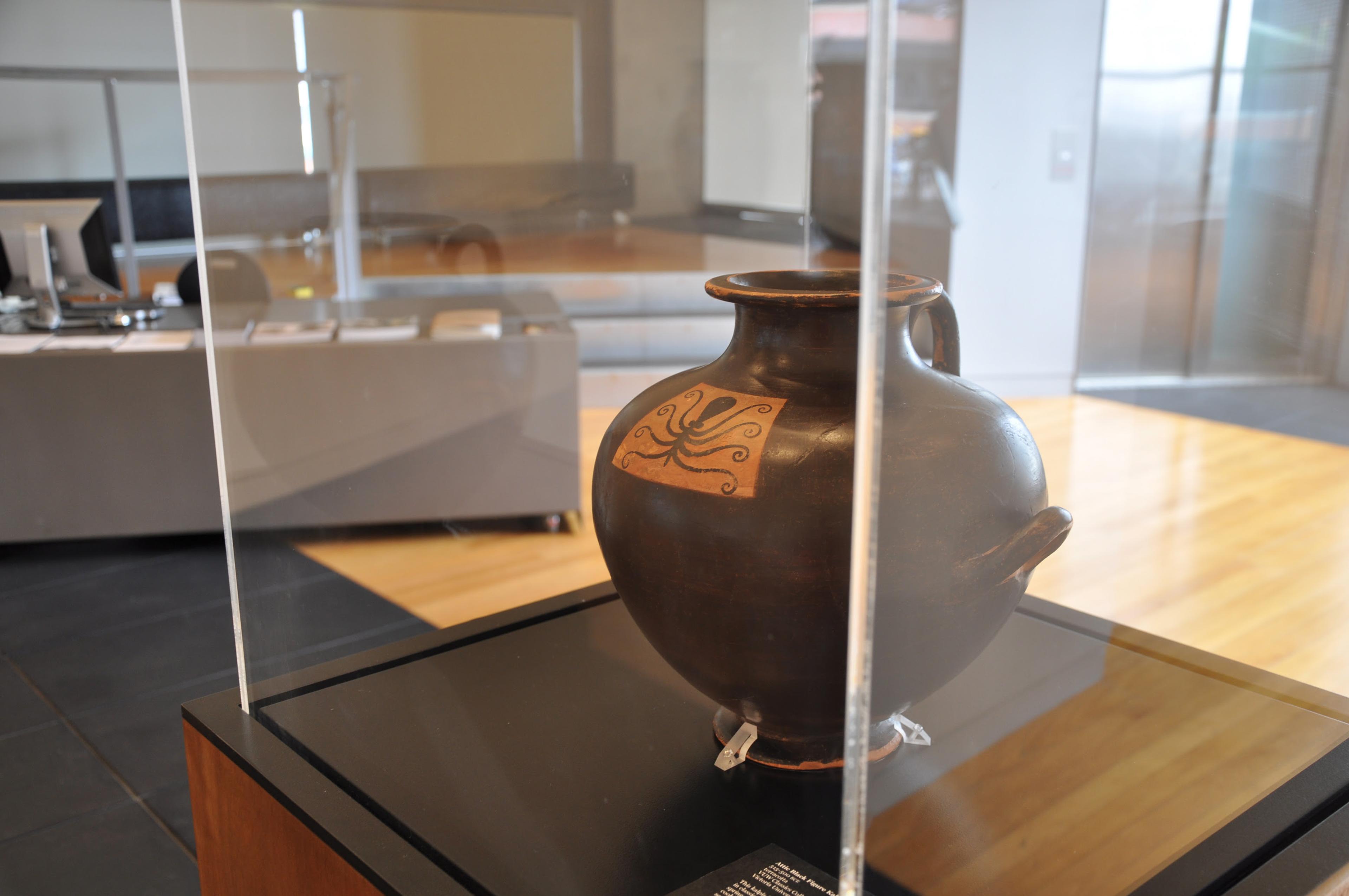 Installation view, Scenes from the Life of Herakles: Attic Vases from New Zealand Collections, in Source Material: Five Conversations with the Past, Adam Art Gallery Te Pātaka Toi, Victoria University of Wellington, 2009