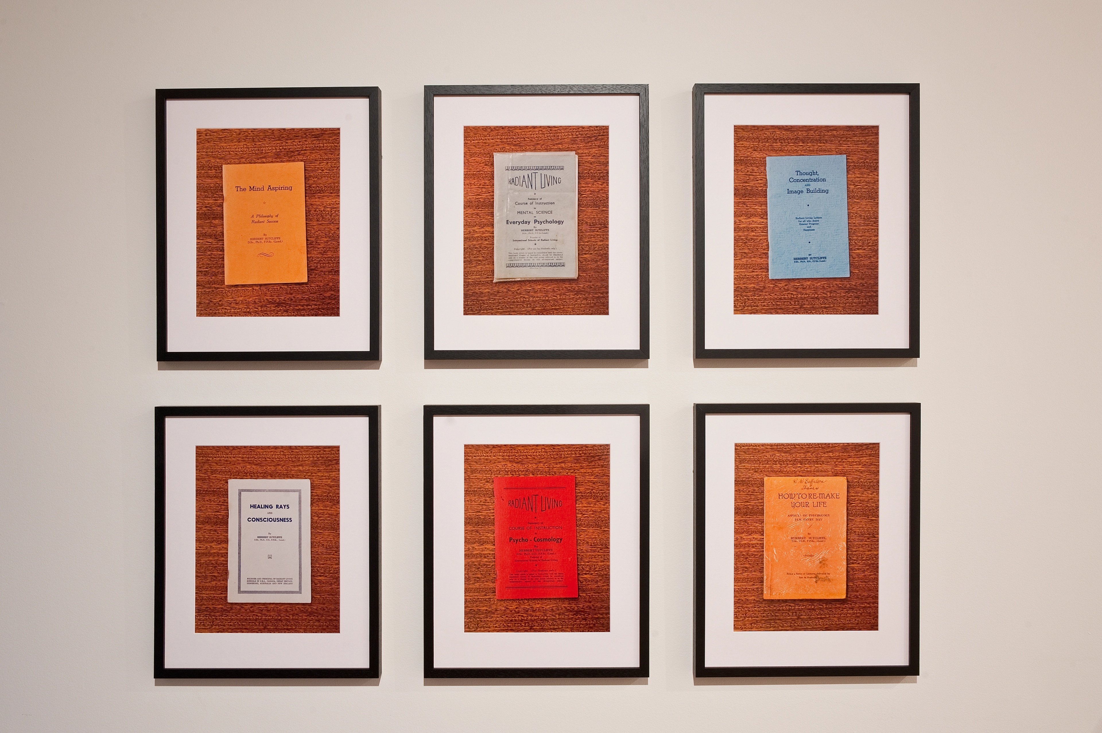 Installation view of Louise Menzies, Pursuit of an Ideal Nos 1-6 (2012). Six colour photographic prints. Victoria University of Wellington Art Collection, gift of the artist to VUW Library. Photo: Robert Cross.