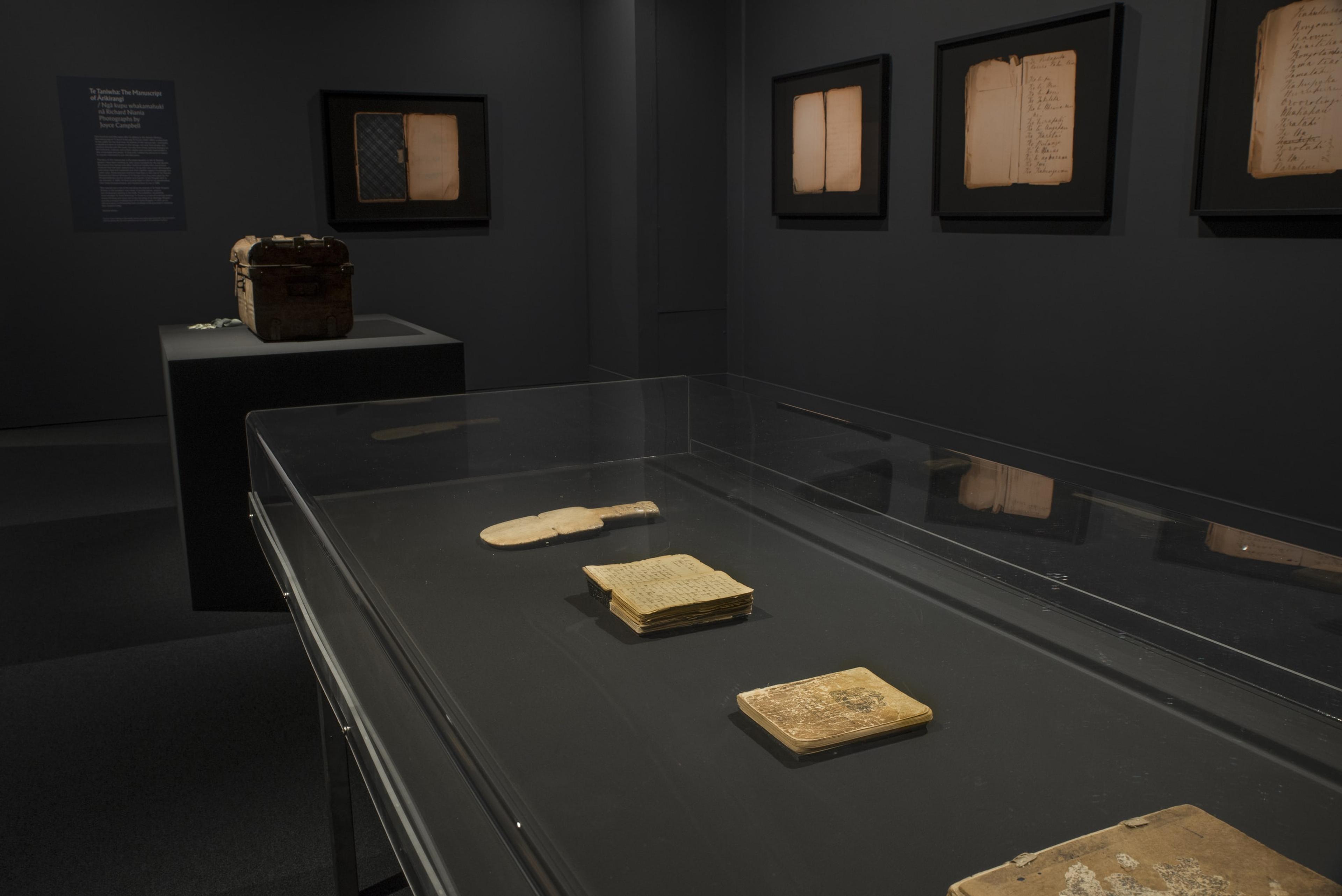 Installation view of Te Taniwha: The Manuscript of Ārikirangi