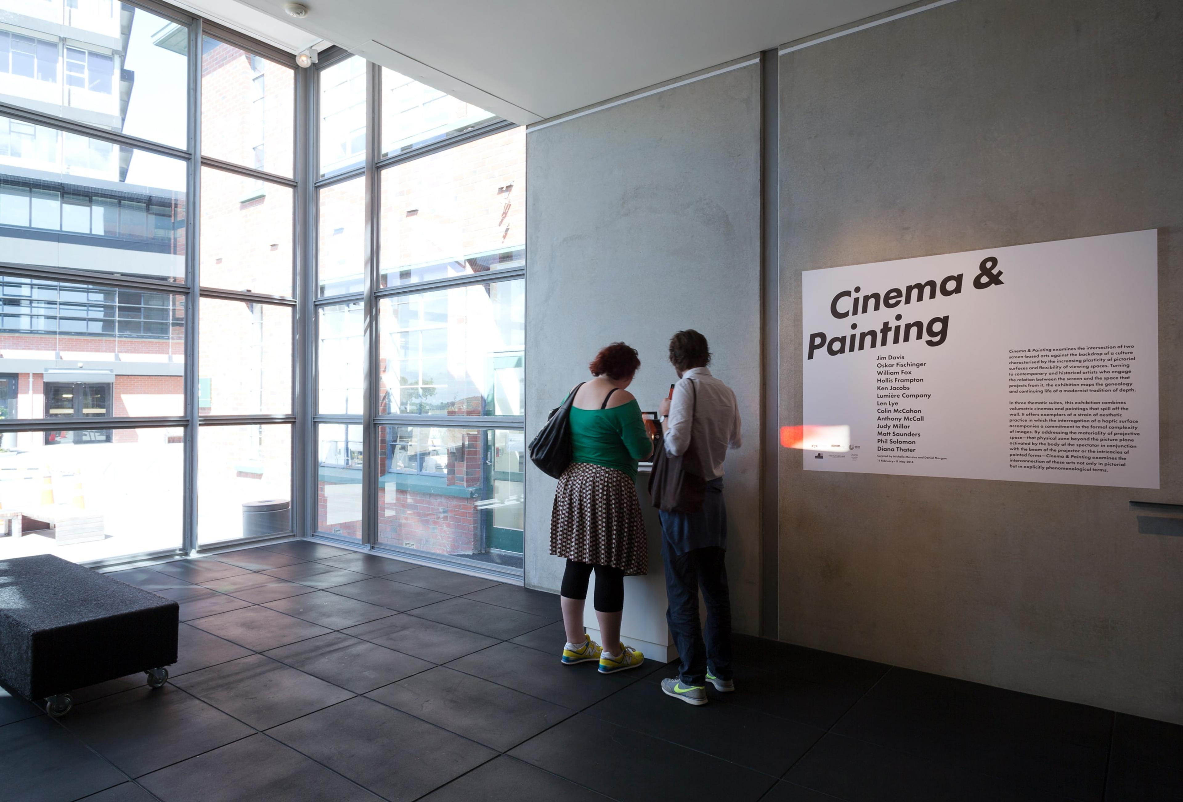 Installation view of Cinema & Painting at the Adam Art Gallery, showing a work by Hollis Frampton. Photo: Shaun Waugh.