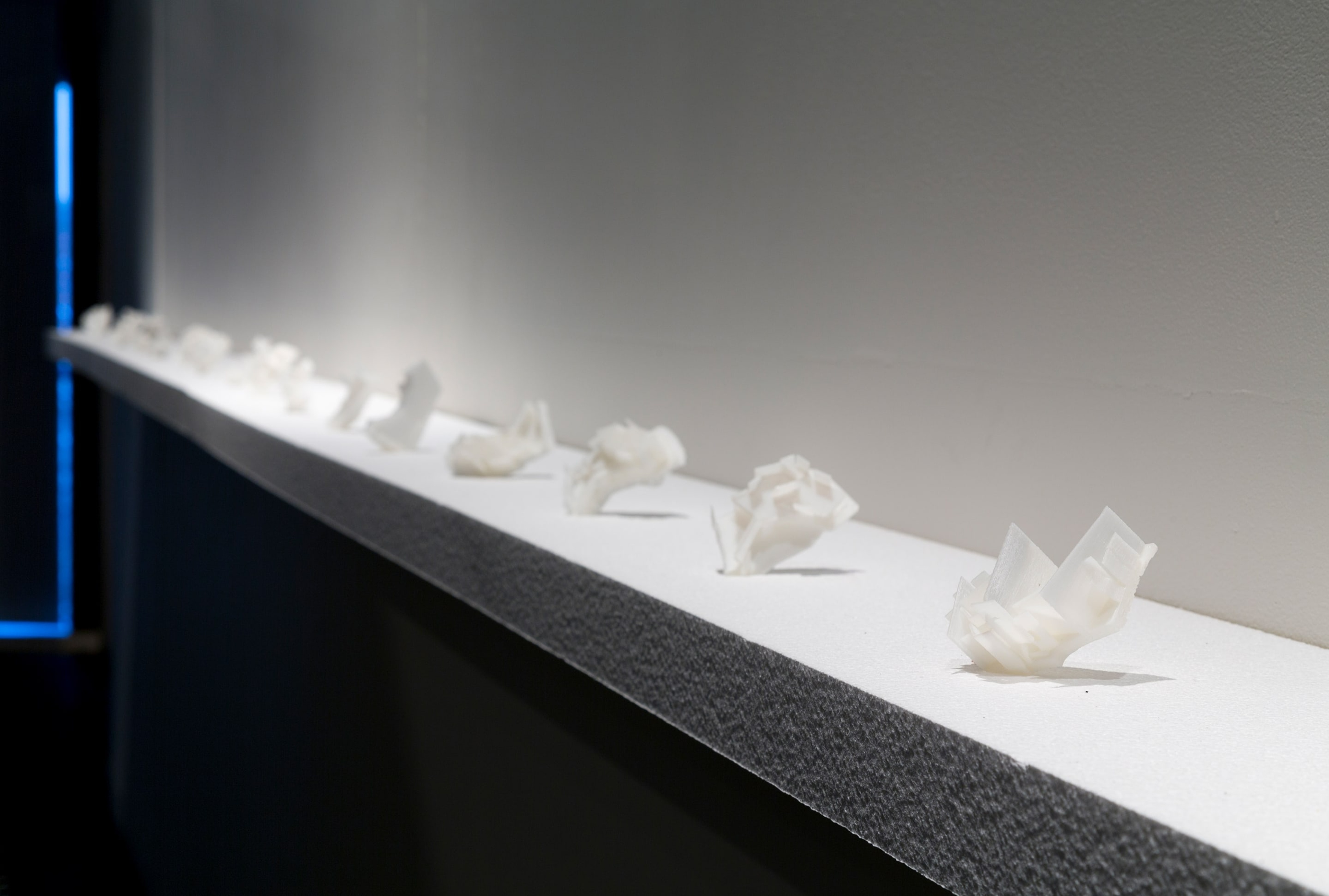 Simon Twose, detail view of Concrete Drawing, 2014-5, concrete, polystyrene, wax, photographs and graphite, in the exhibition Drawing Is/Not Building at the Adam Art Gallery Te Pātaka Toi, Victoria University of Wellington (photo: Shaun Waugh)