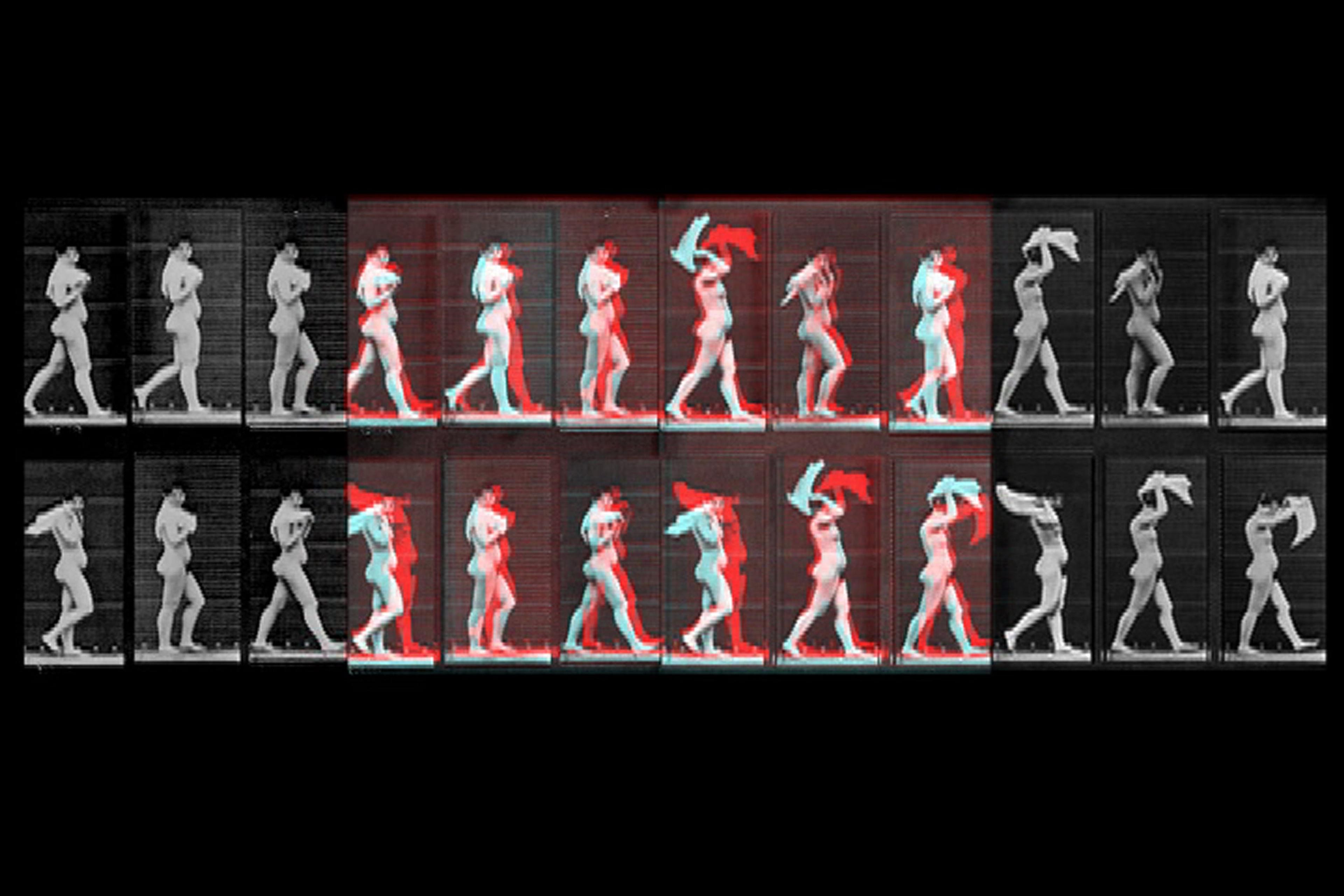 Ken Jacobs, film still from GIFT OF FIRE: NINETEEN (OBSCURE) FRAMES THAT CHANGED THE WORLD, 2007. Anaglyph 3D, archival material, color, sound, 27:30 min. Courtesy the artist.