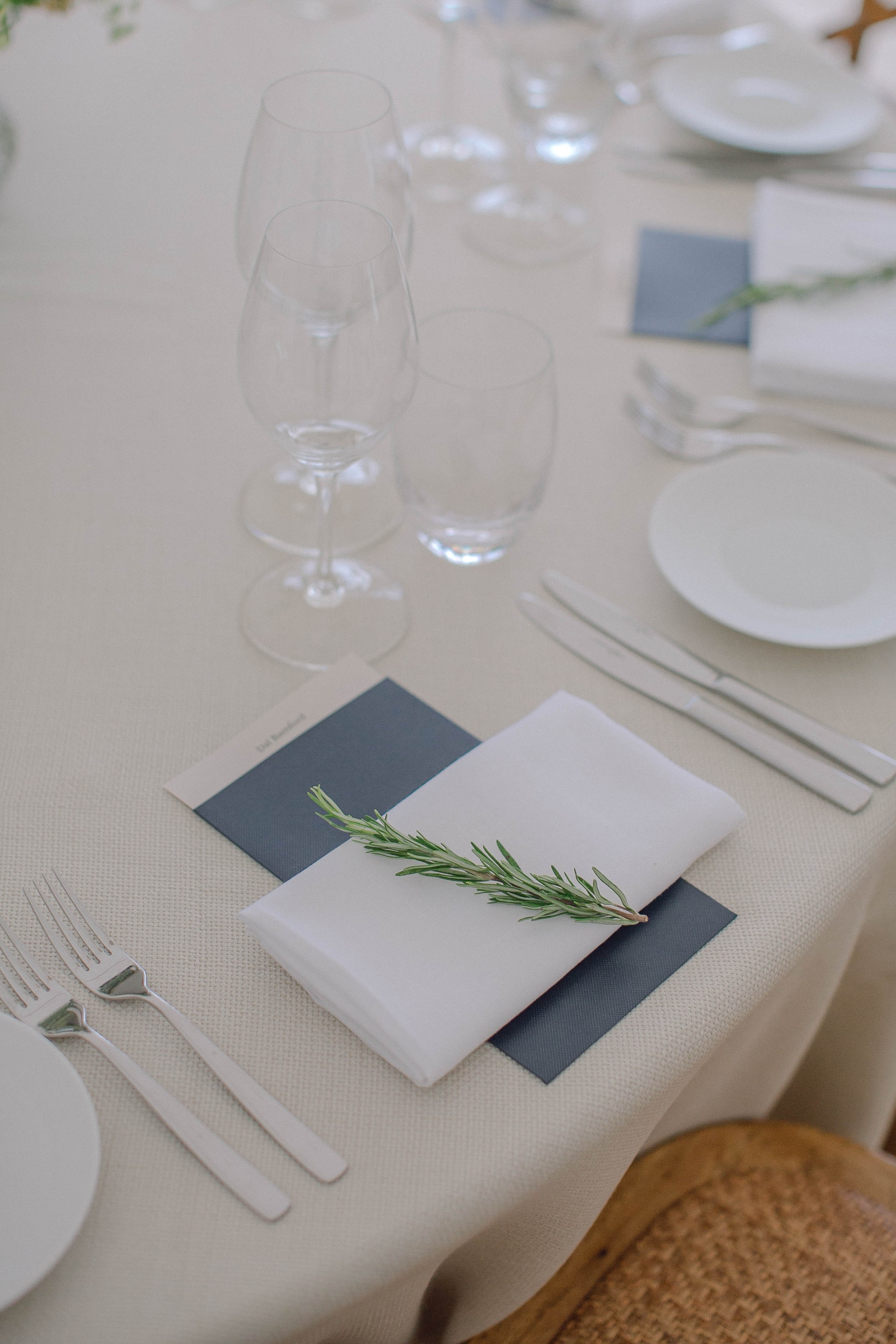 Menu on a table at a private event catered for by Marcus Belgravia