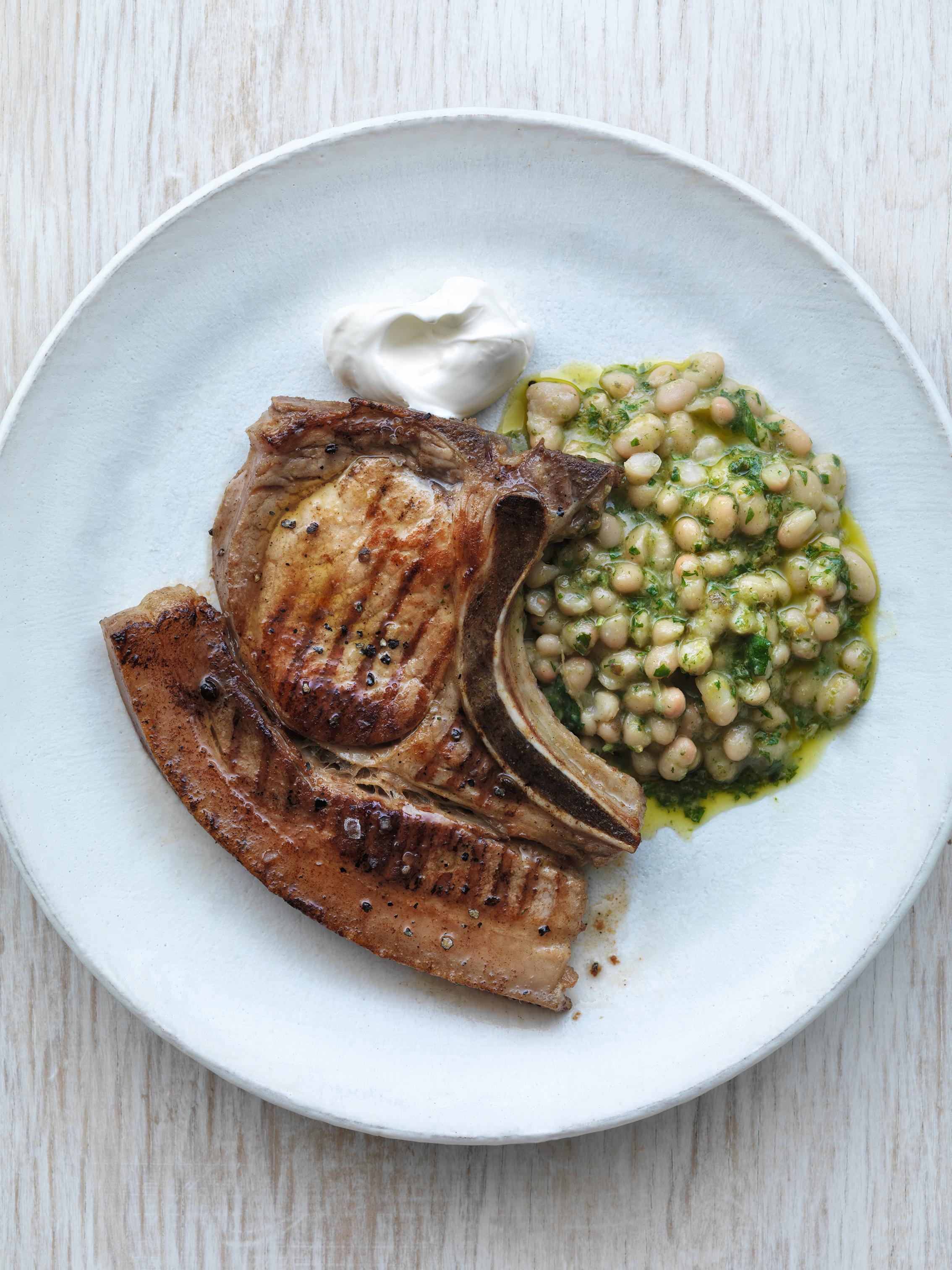 Pork Chops with Salsa Verde and White Beans | Marcus Wareing | Marcus Wareing