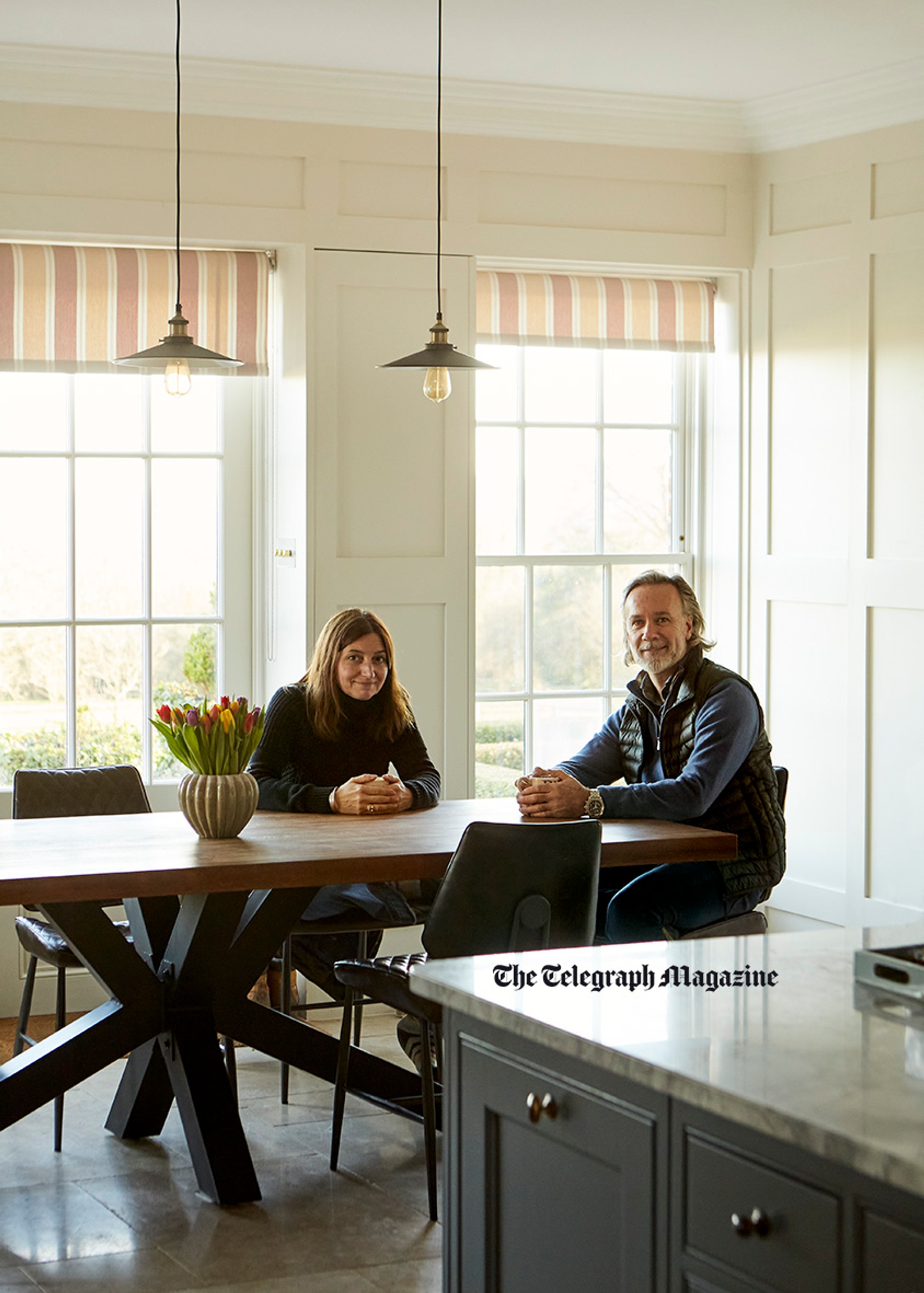 Marcus Wareing and his wife Jane at their kitchen table