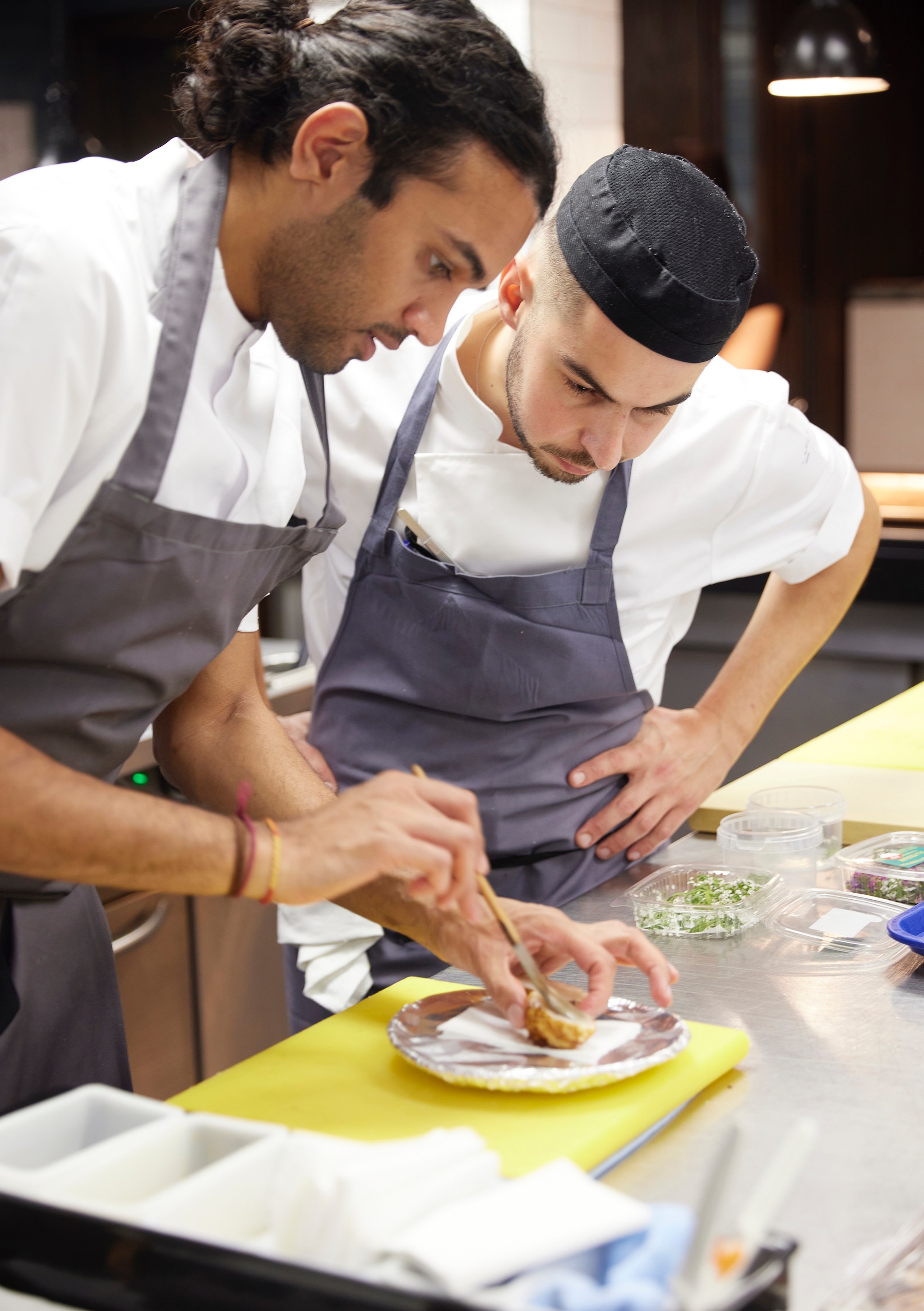 Two chefs in the kitchen at Marcus Restaurant 