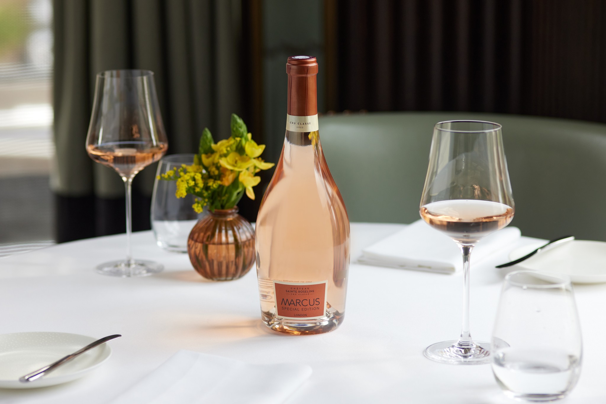 A bottle of Marcus Special Edition Rose on a table at Marcus Restaurant