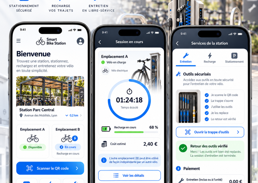 Borne de recharge et de maintenance pour vélos