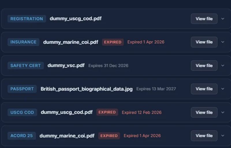 Sailor document wallet with AI-extracted fields