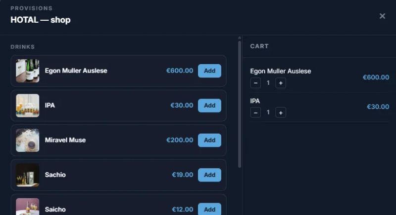 Marina provisioning shop with online orders and till barcode scanning