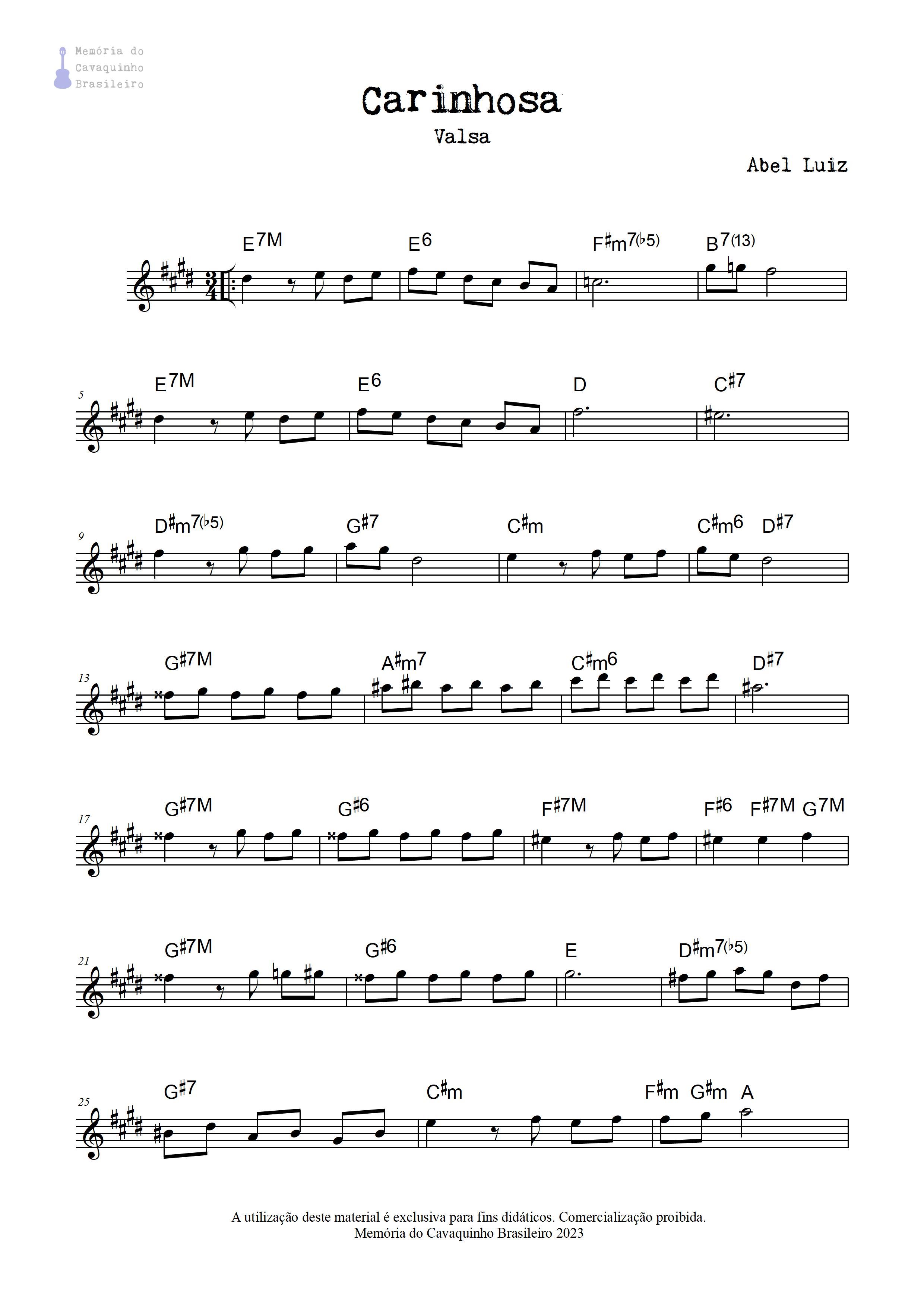 Partitura de Carinhosa