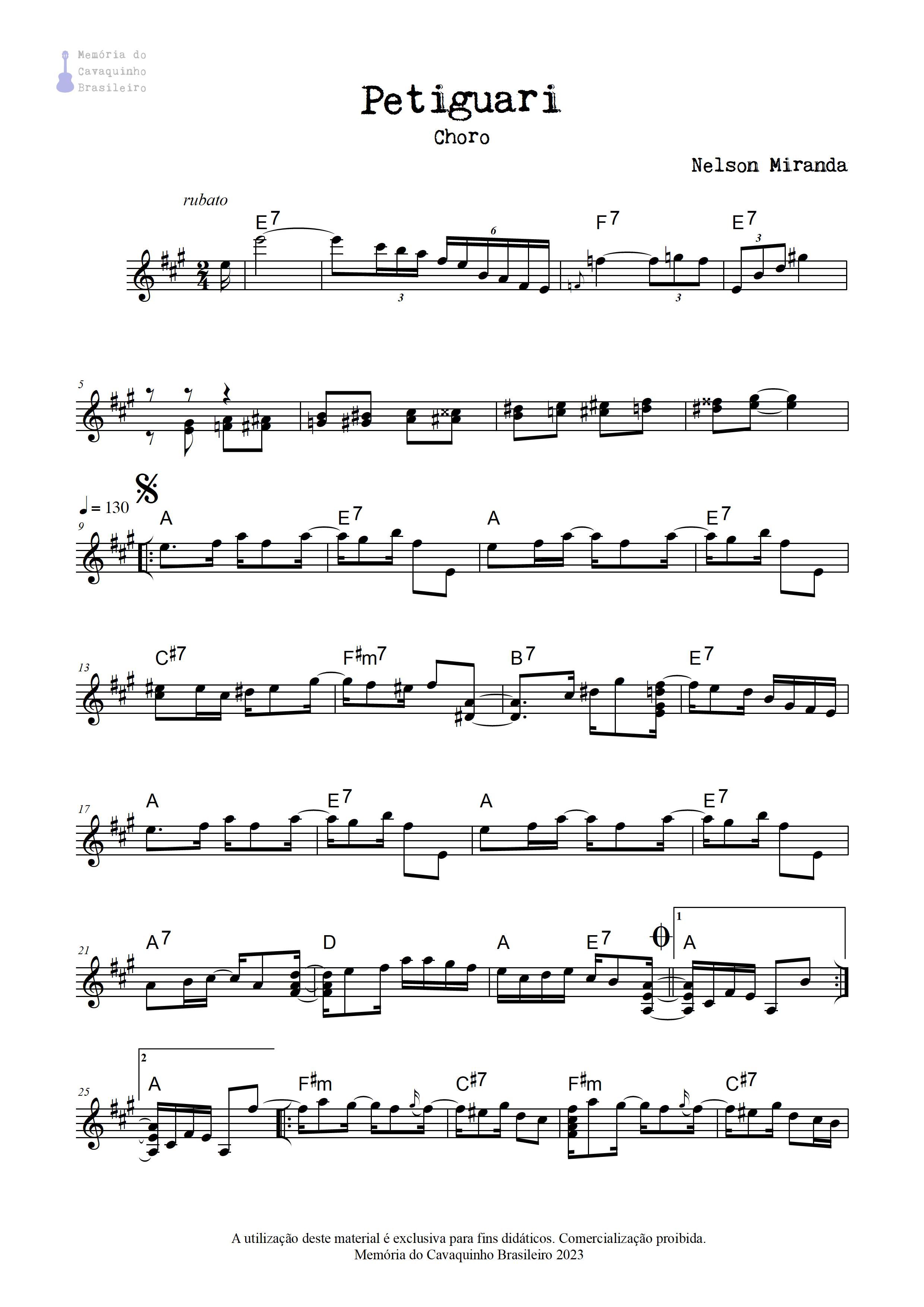 Partitura de Petiguari