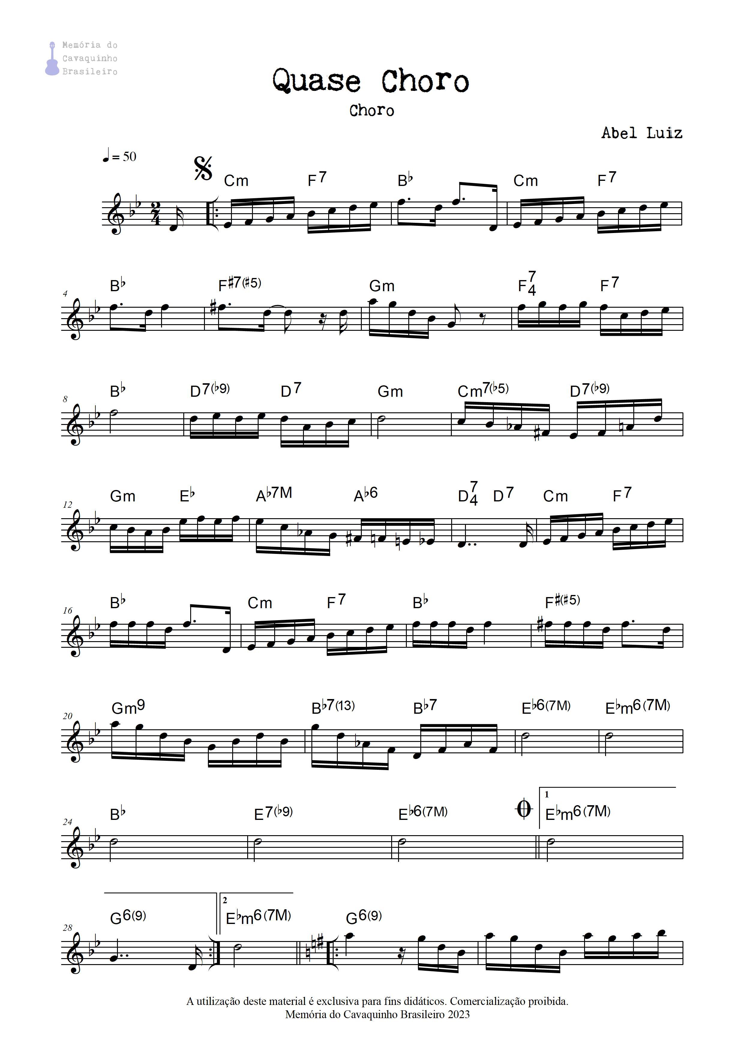 Partitura de Quase Choro