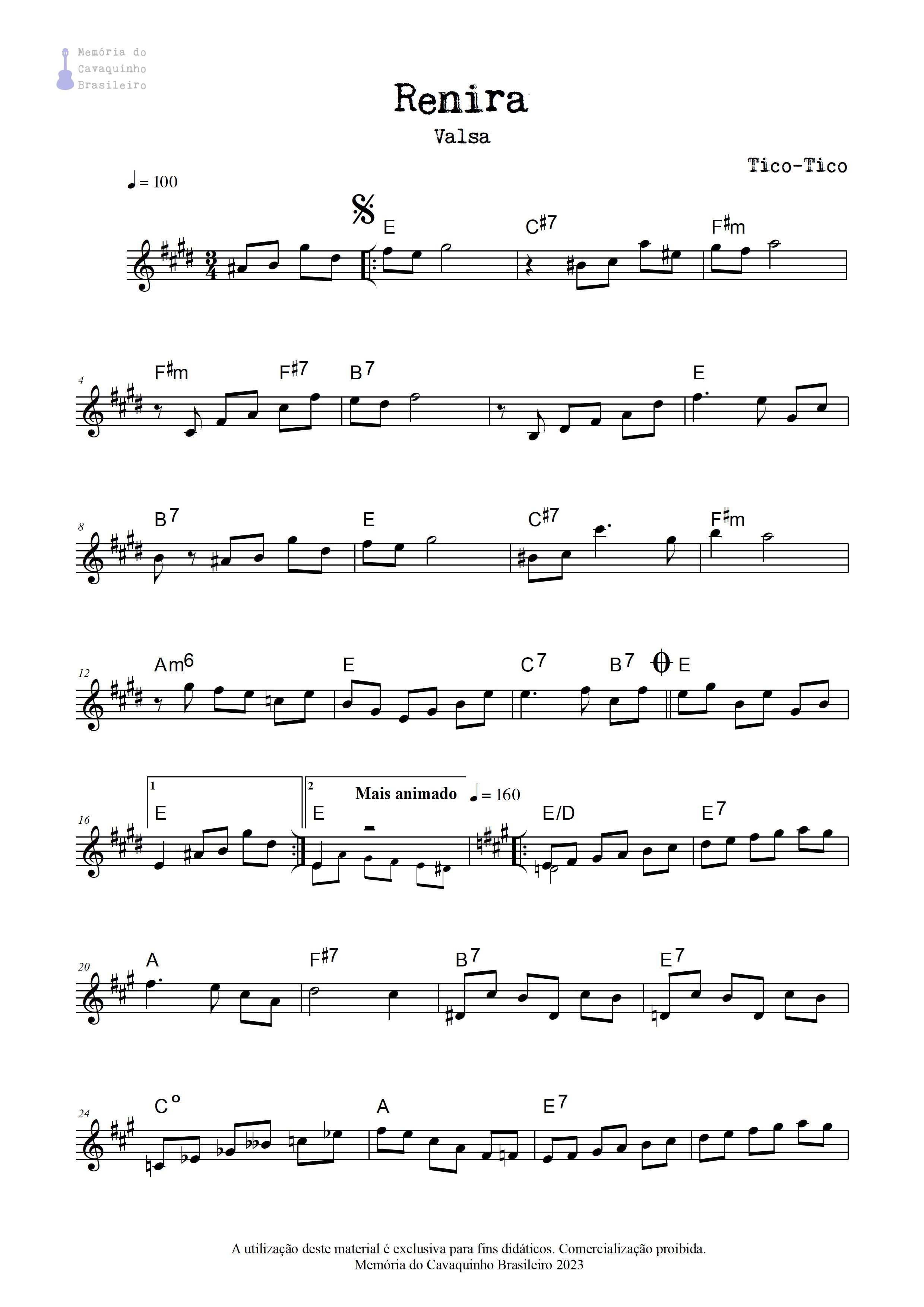 Partitura de Renira