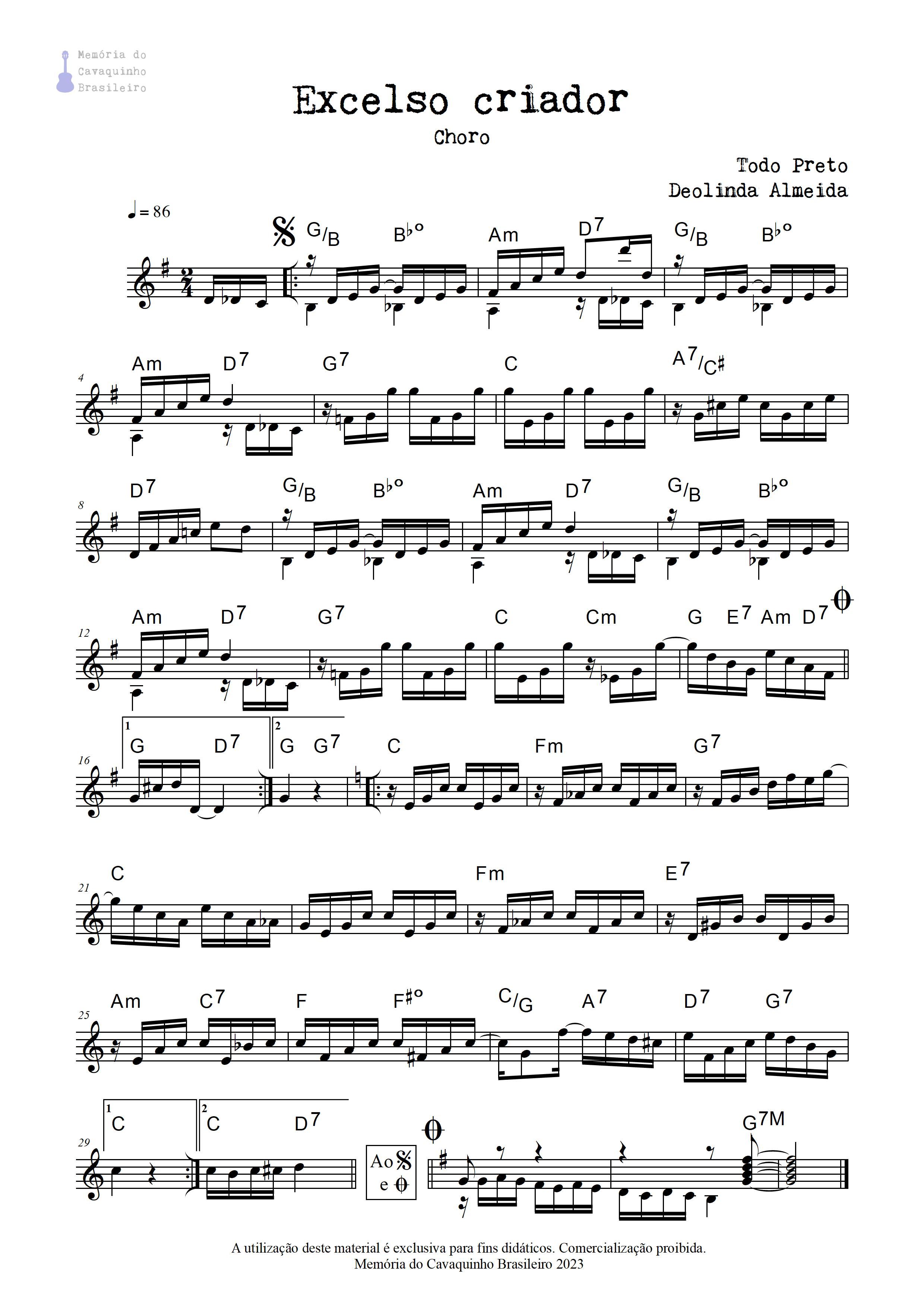Partitura de Excelso Criador