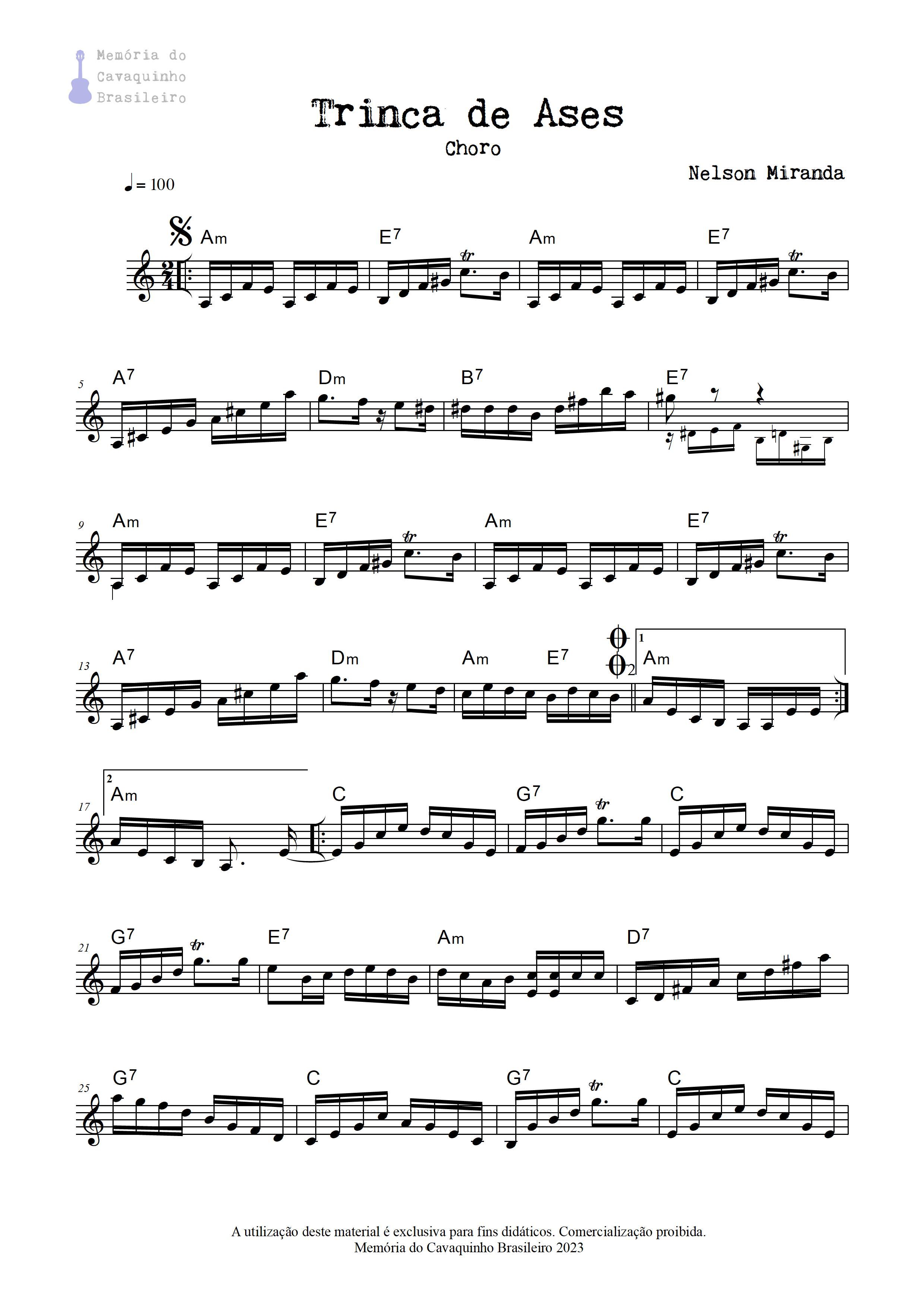 Partitura de Trinca de Azes