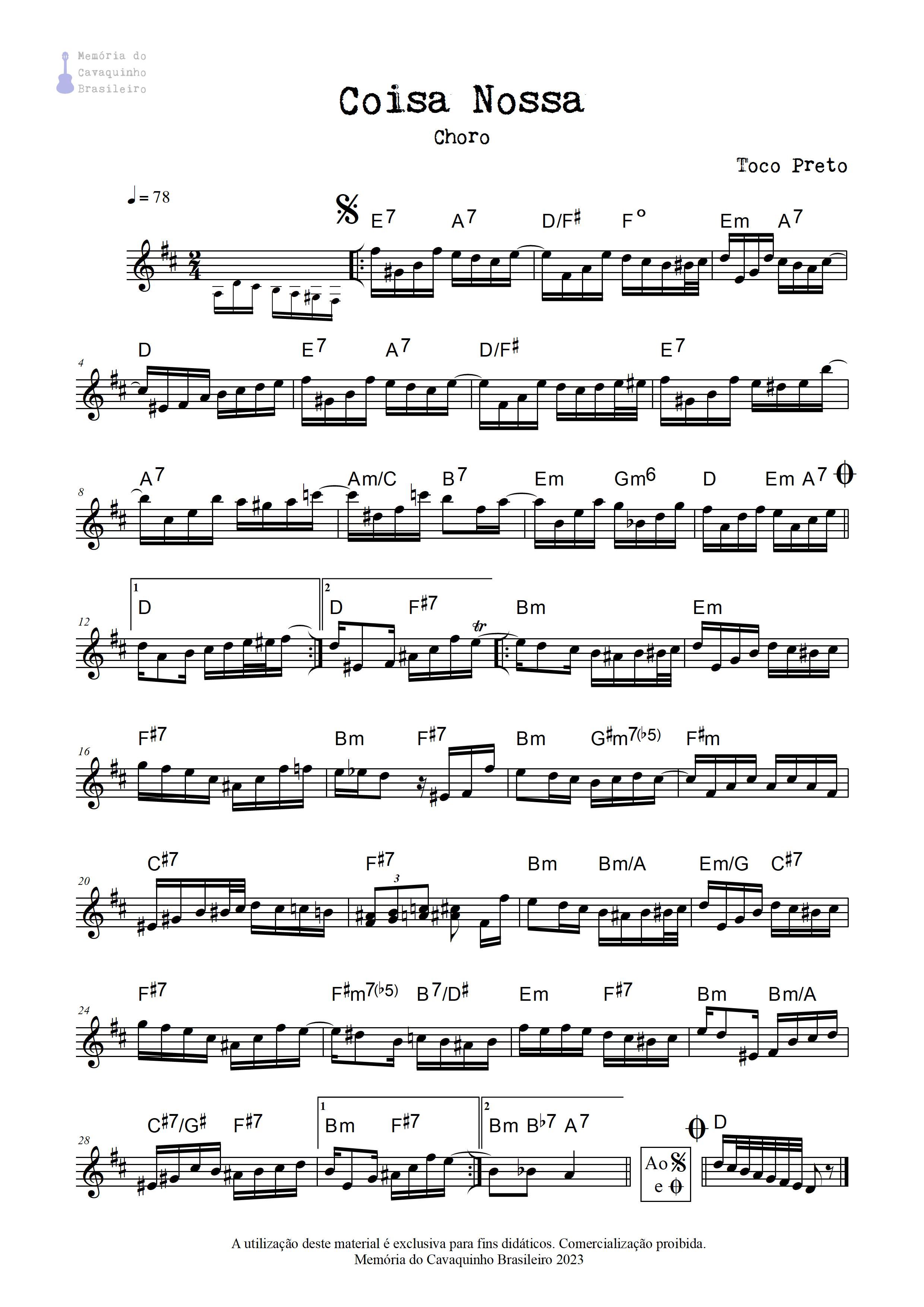 Partitura de Coisa Nossa