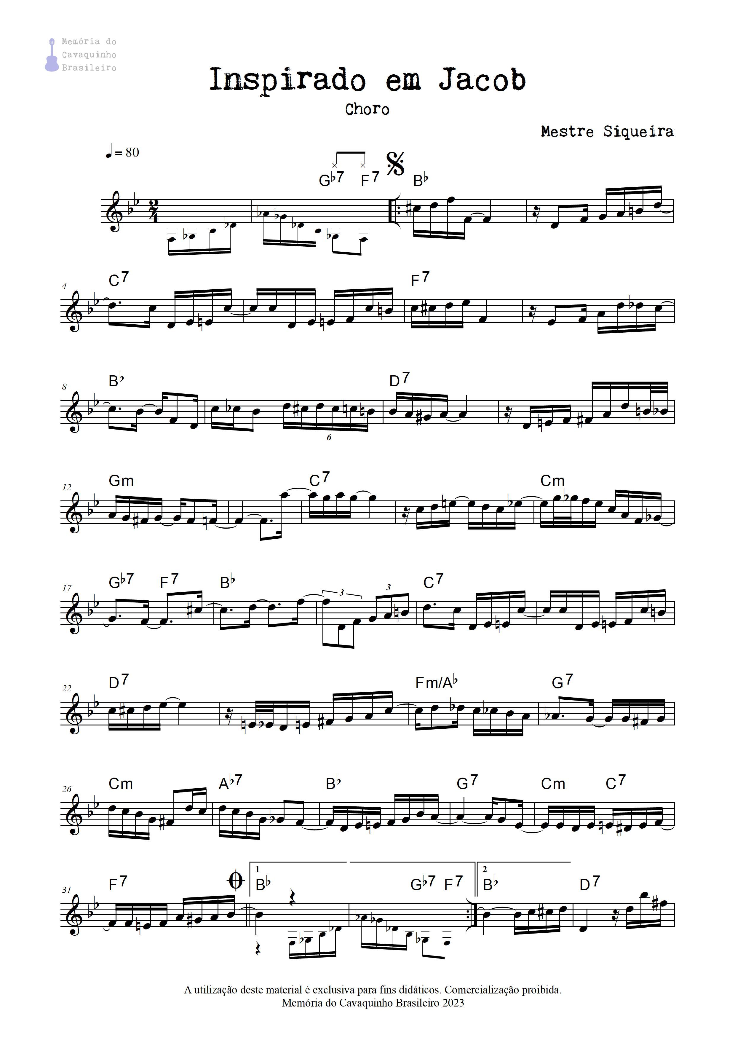 Partitura de Inspirado em Jacob