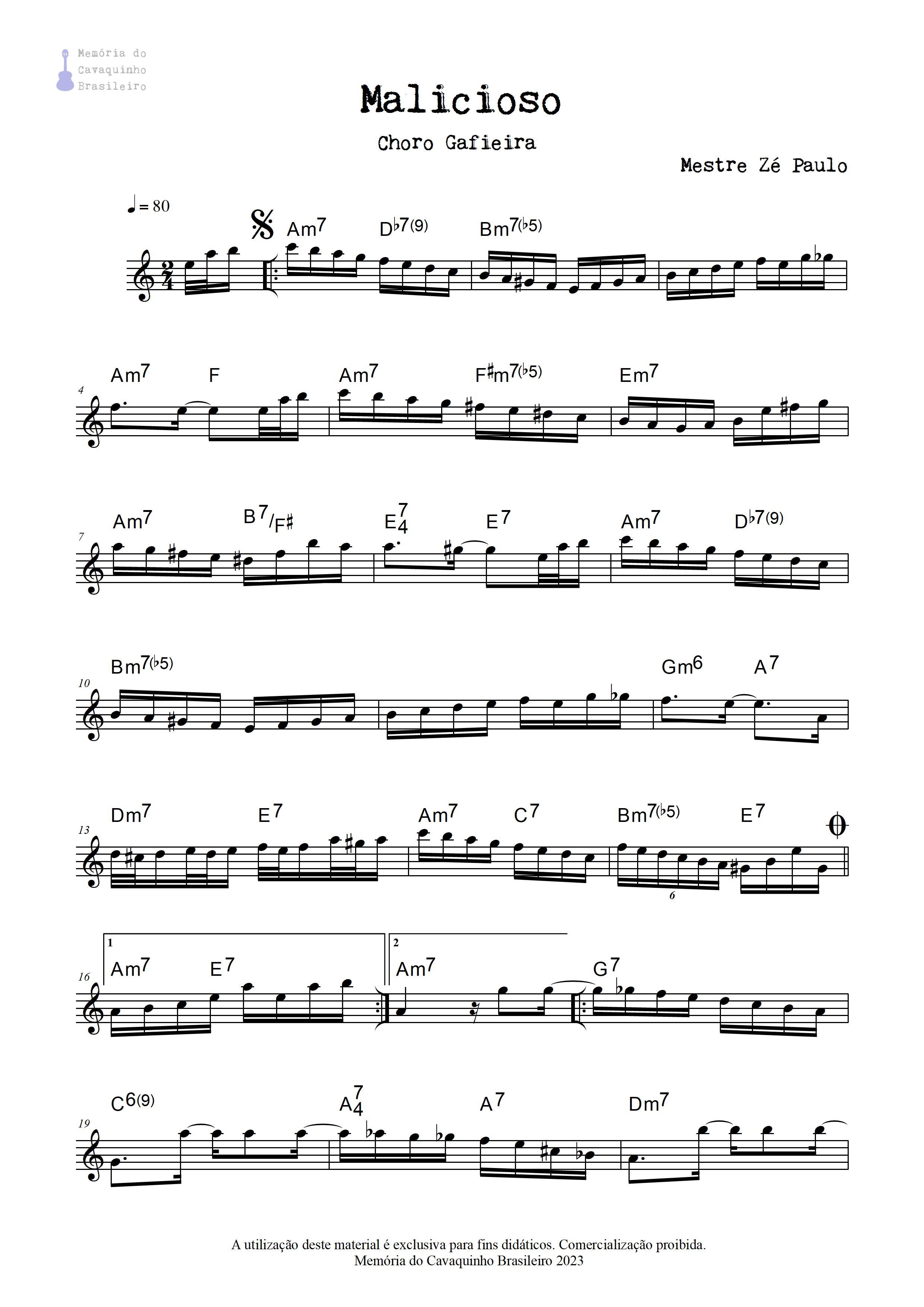 Partitura de Malicioso