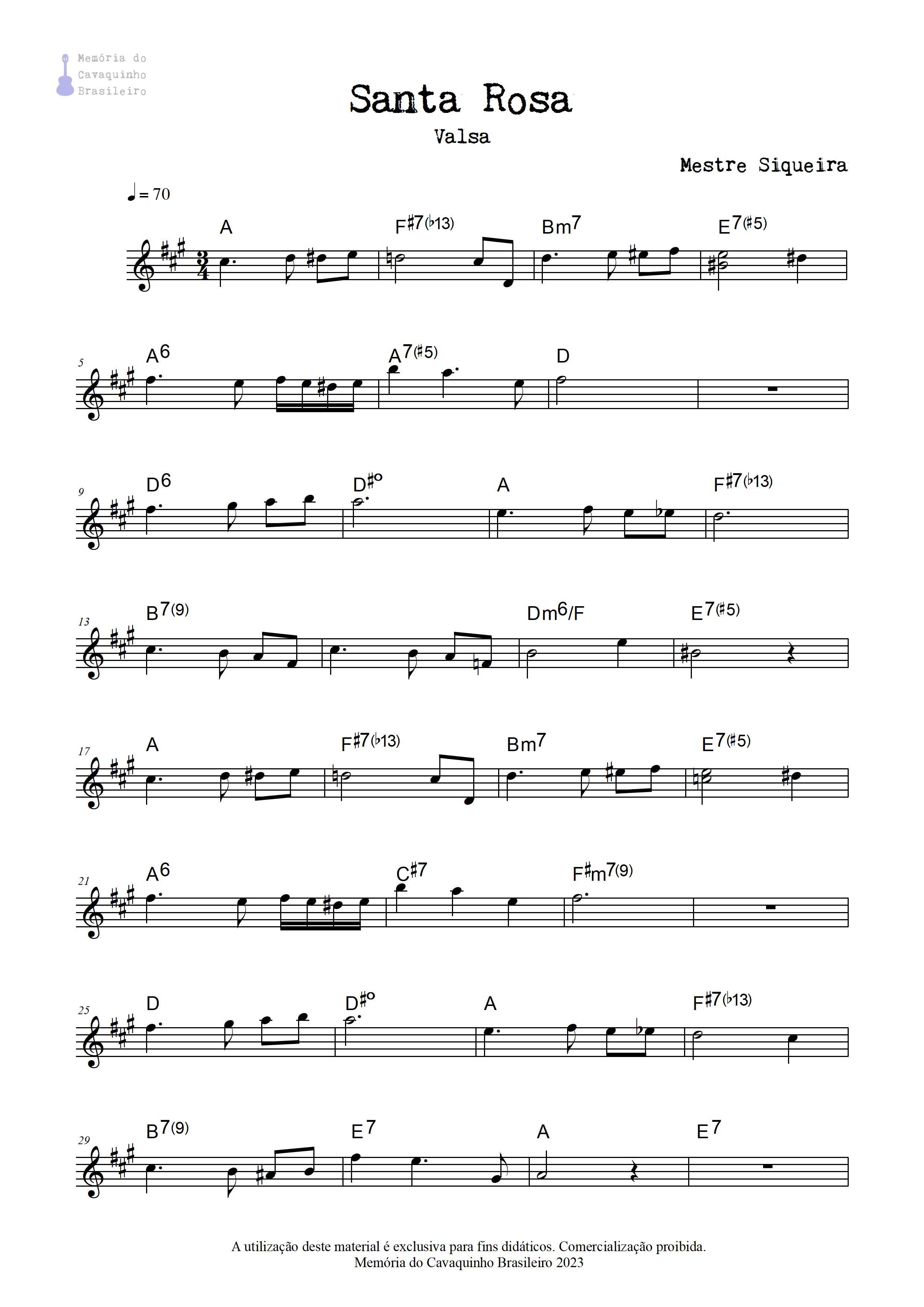 Partitura de Santa Rosa