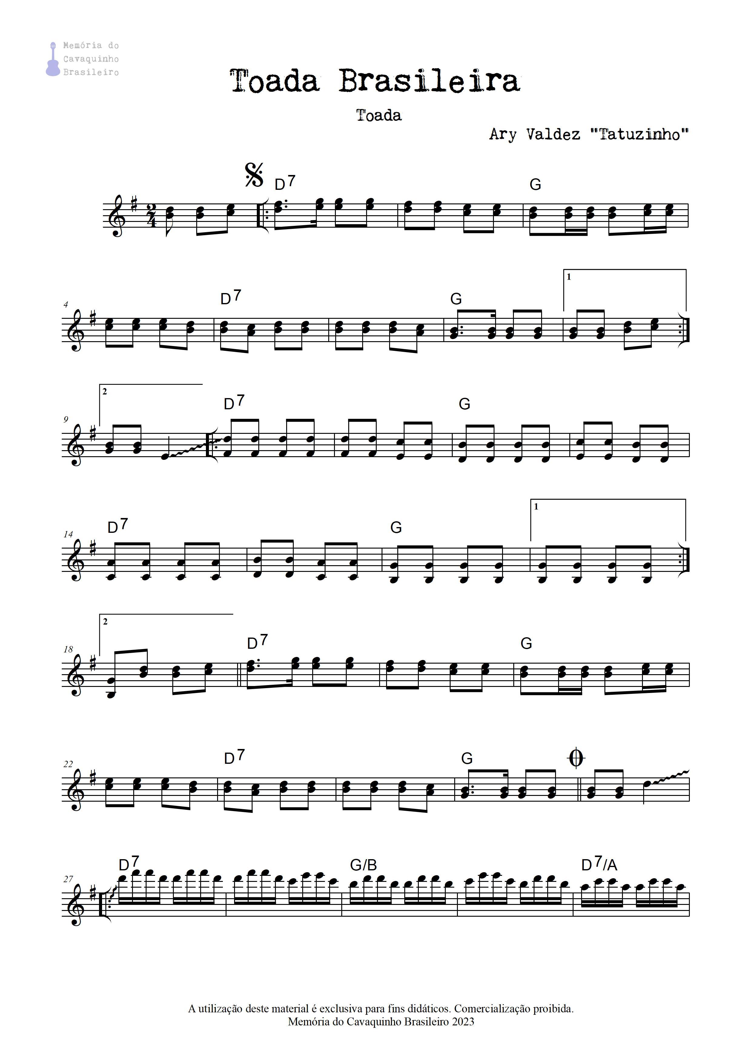 Partitura de Toada Brasileira