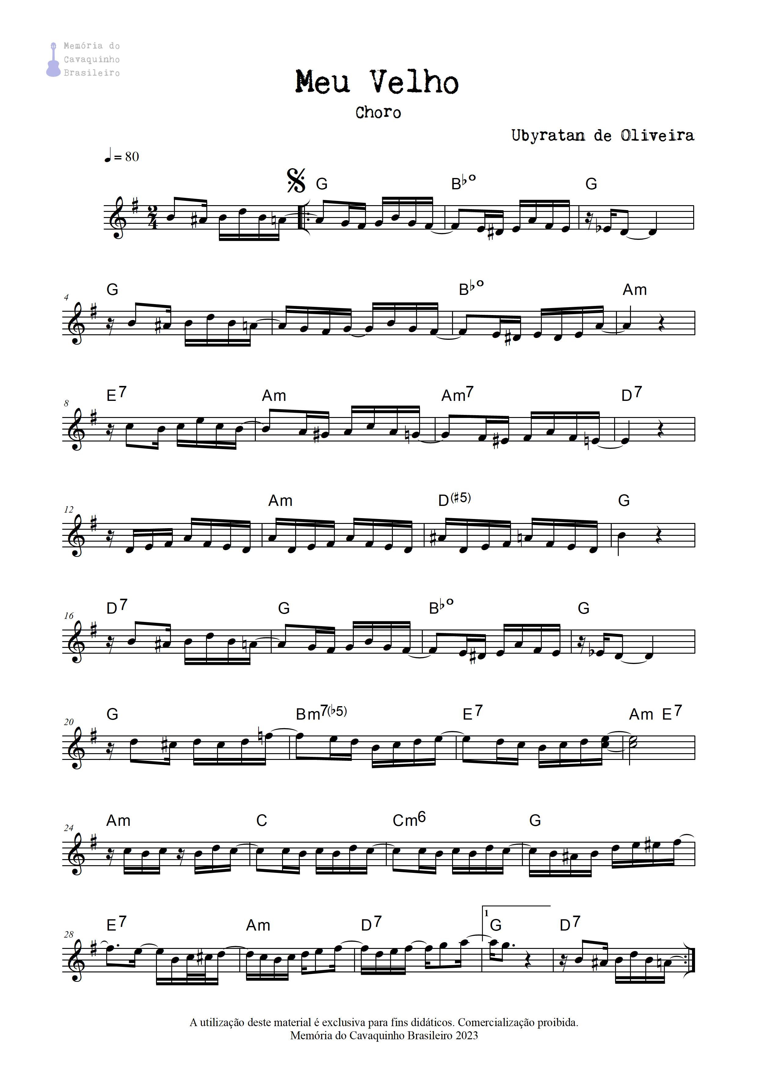 Partitura de Meu Velho