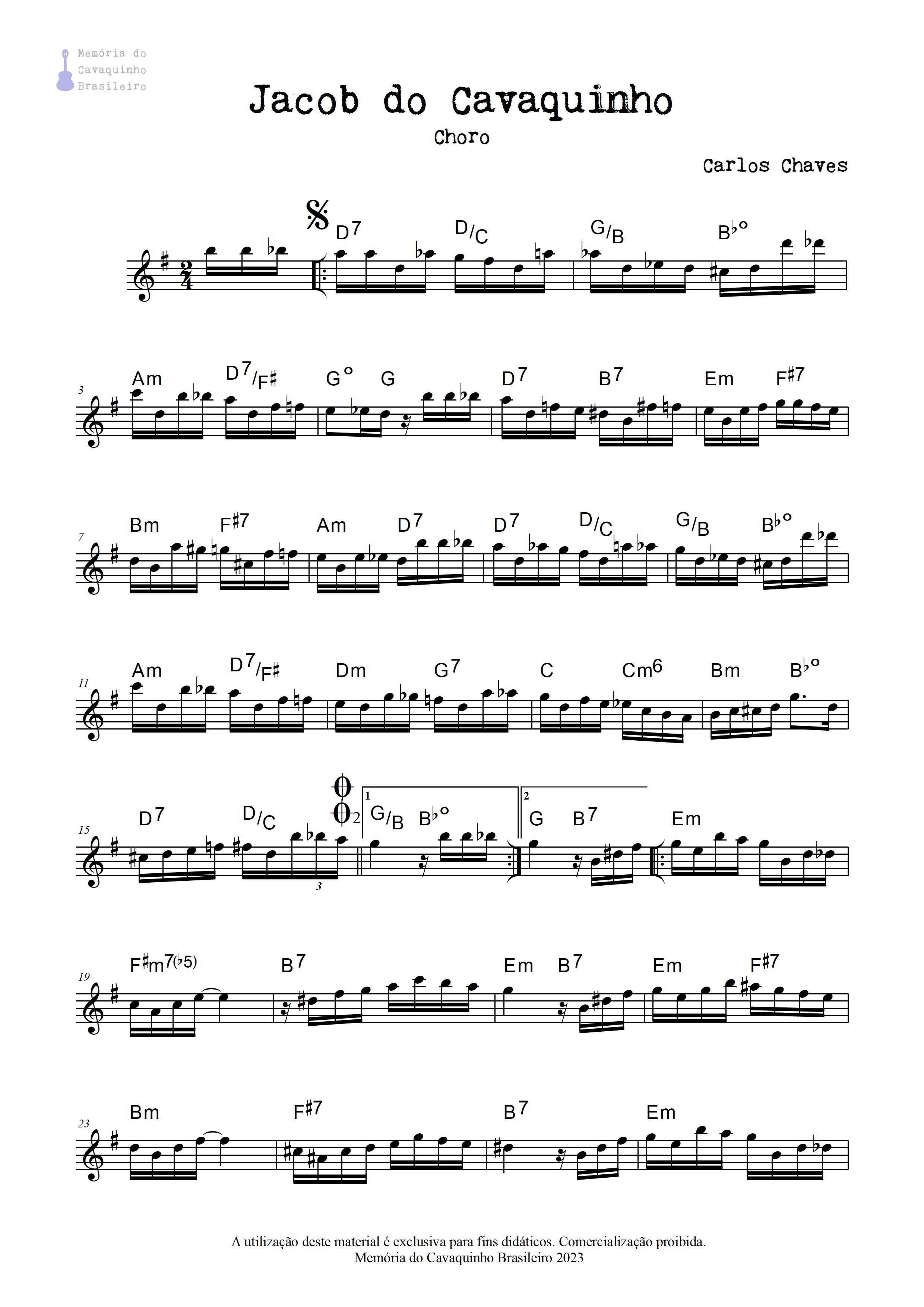 Partitura de Jacob do Cavaquinho