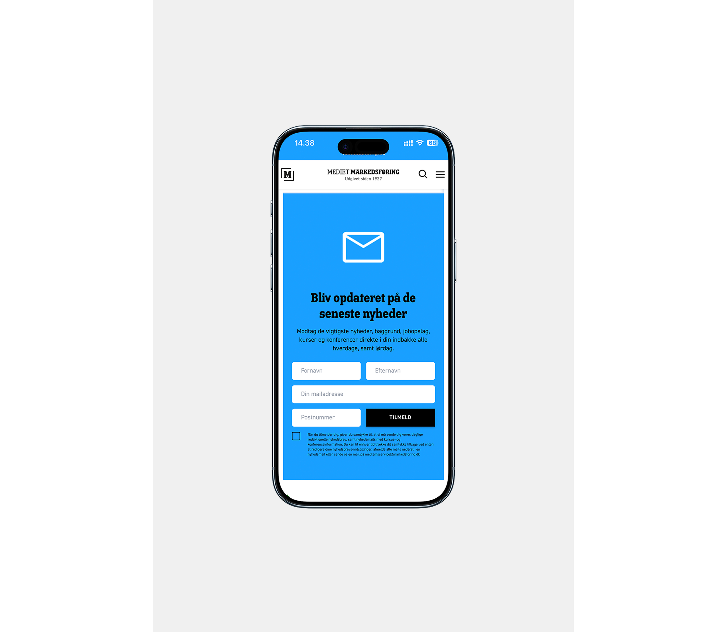 single mobile screen of dansk markedsføring
