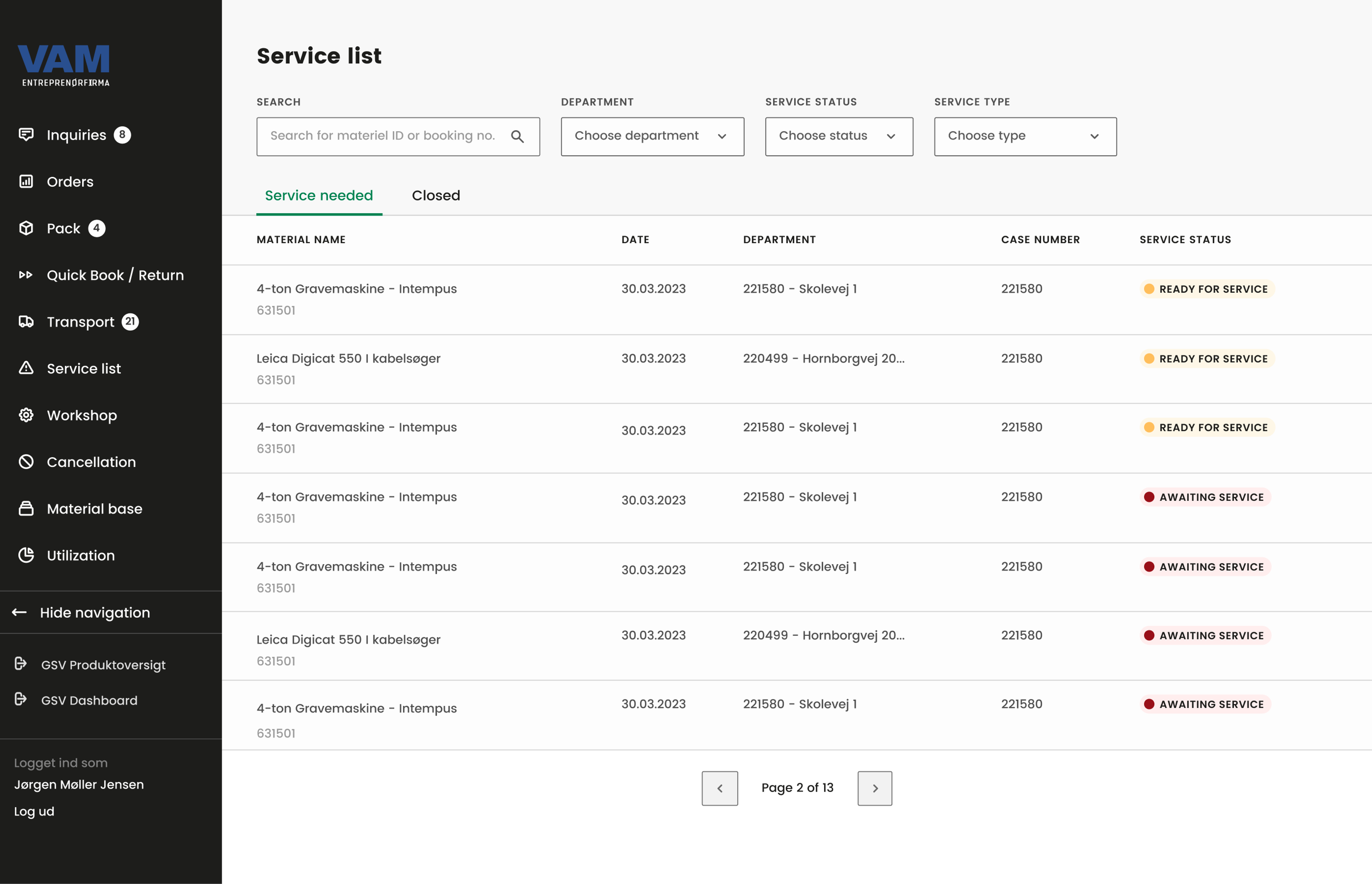 customer portal service list