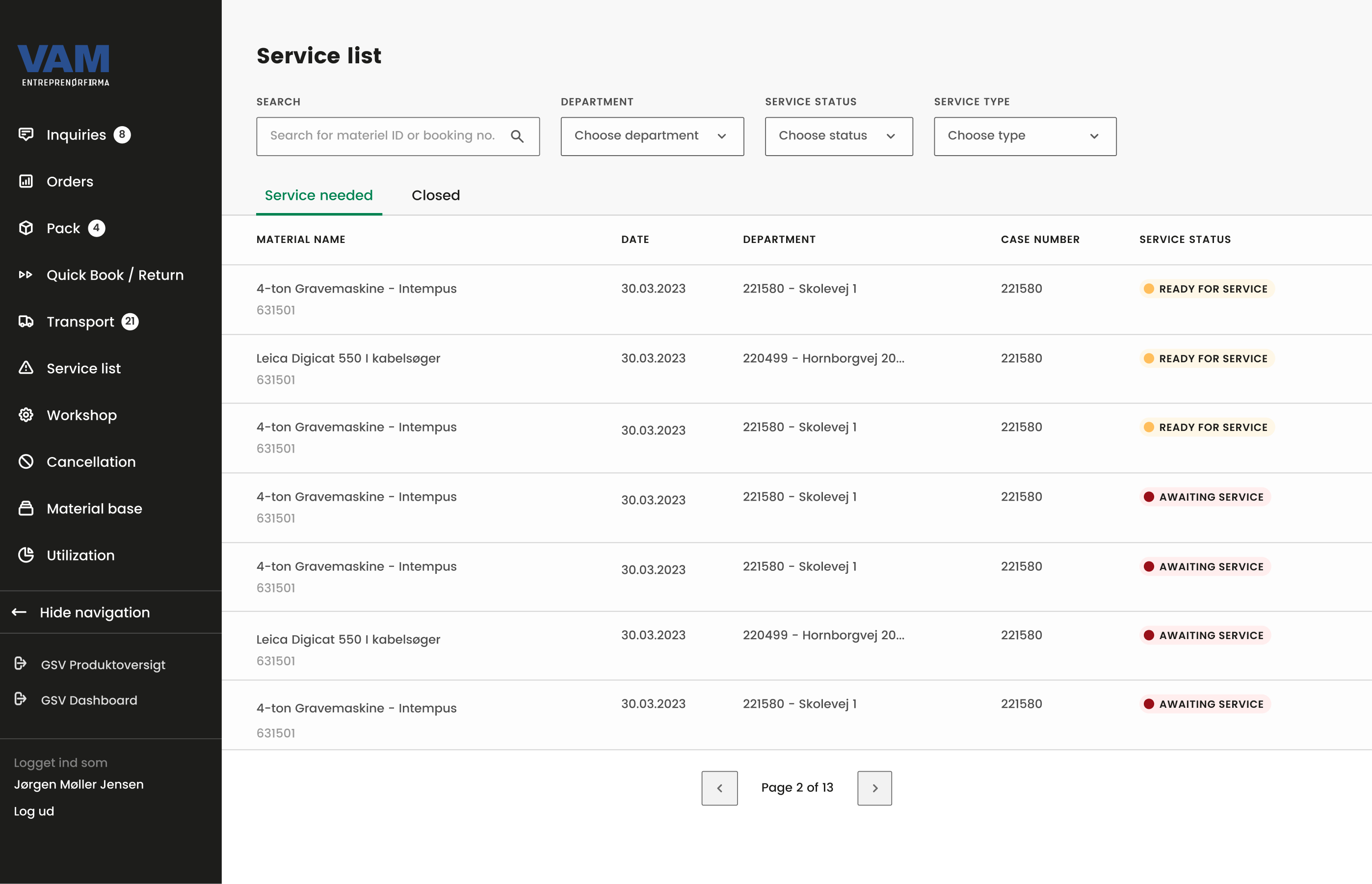 customer portal service list