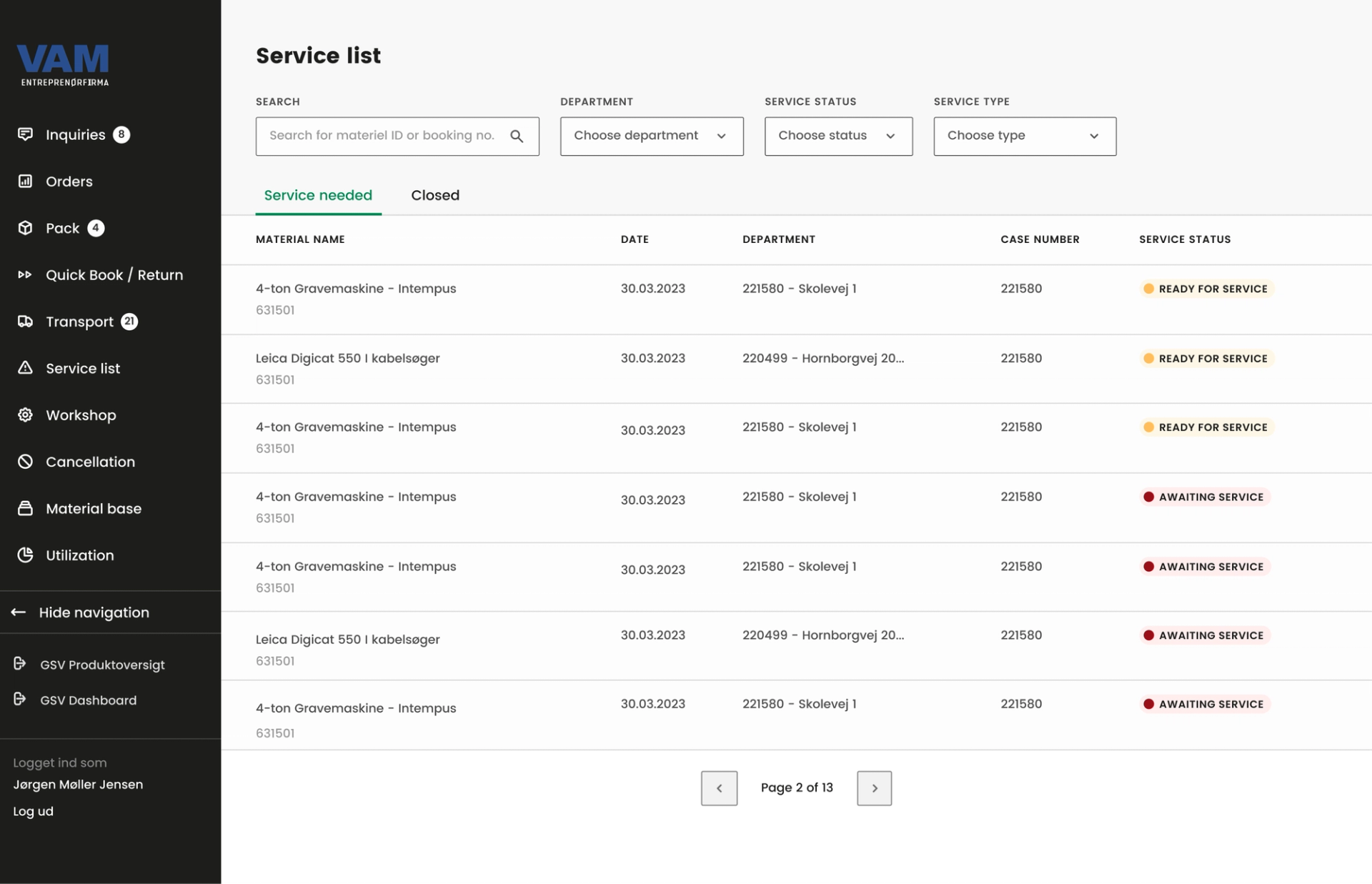 customer portal service list